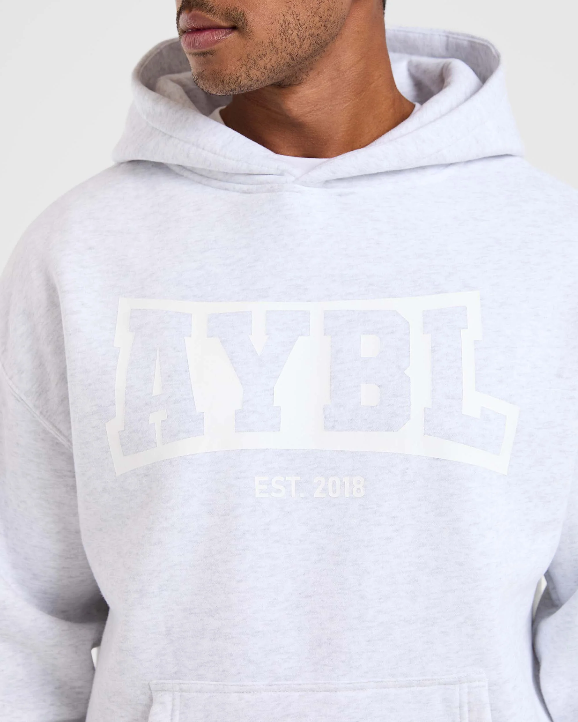 Academy Oversized Hoodie - Grey Marl - Image 5