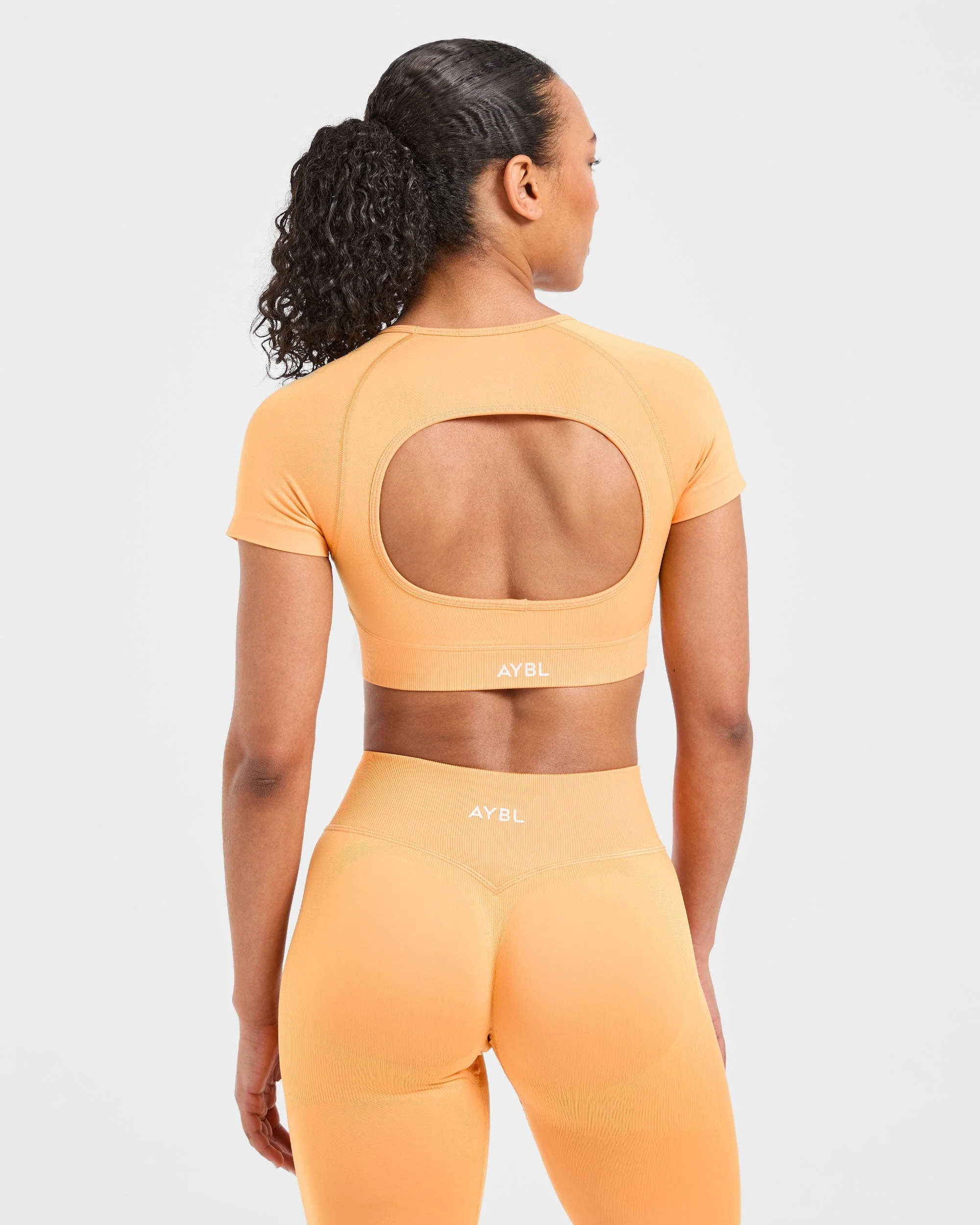 Adapt Seamless Crop Top - Bright Orange - Image 2