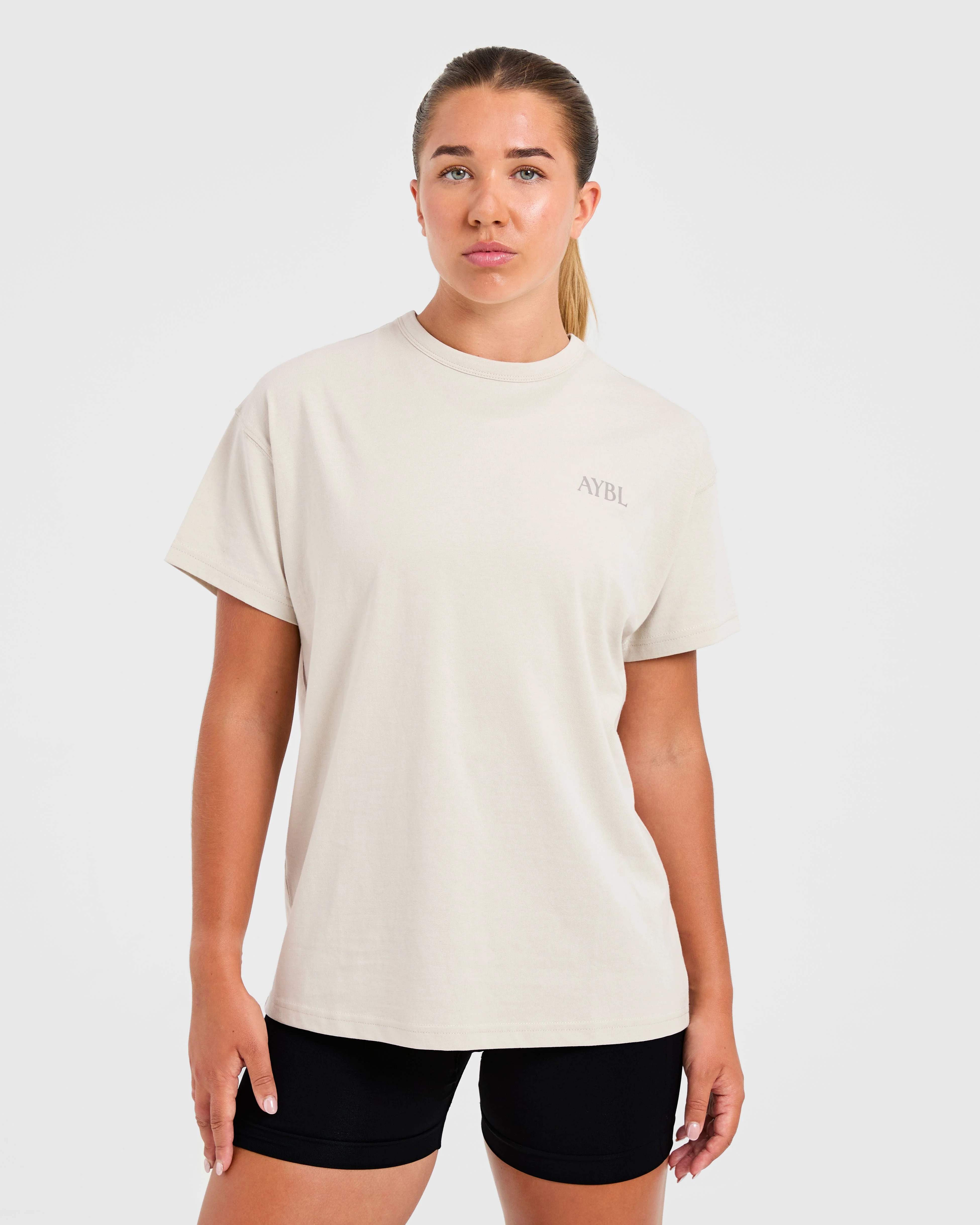 Athletics Club Oversized T Shirt - Taupe Beige - Image 2