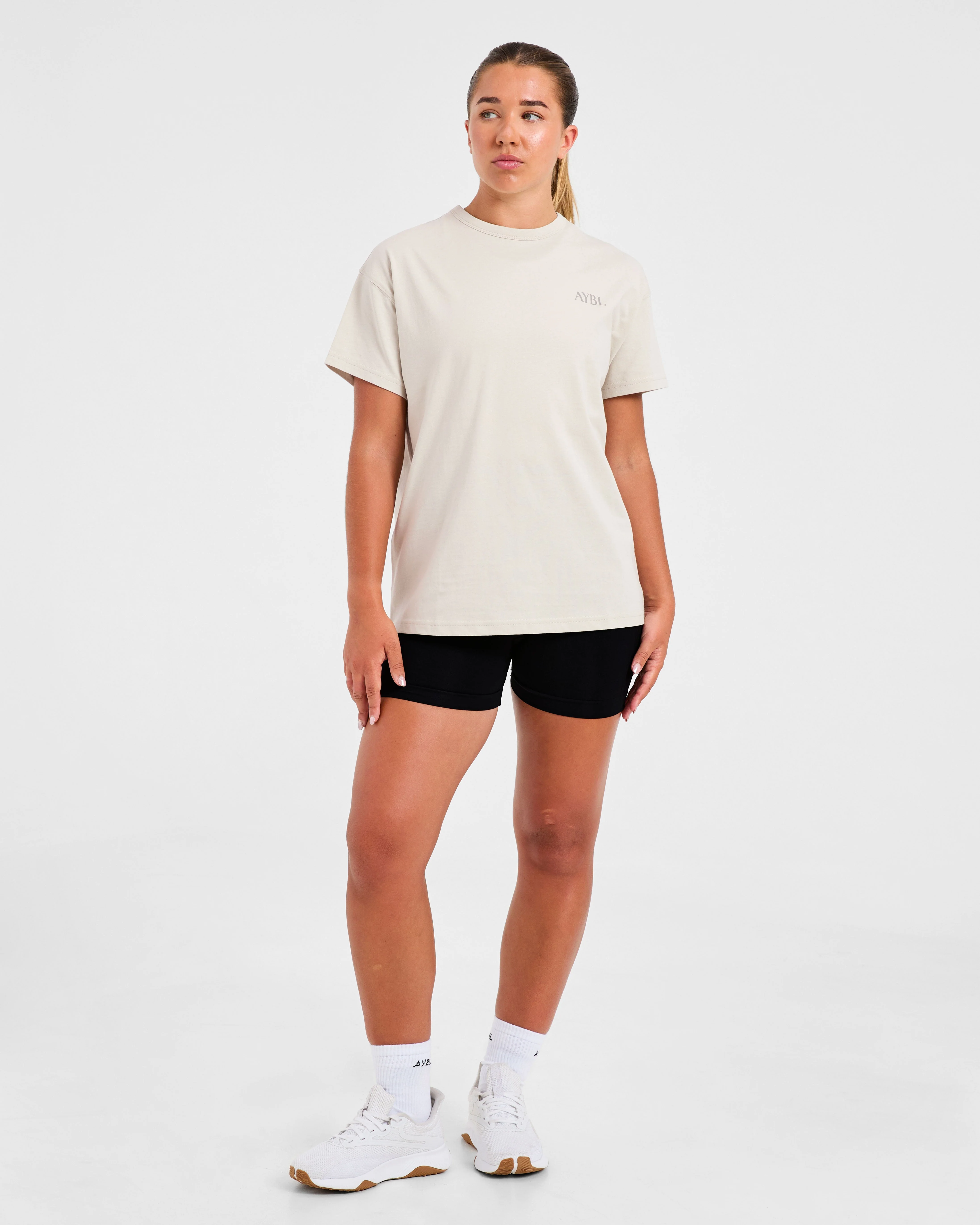 Athletics Club Oversized T Shirt - Taupe Beige - Image 3
