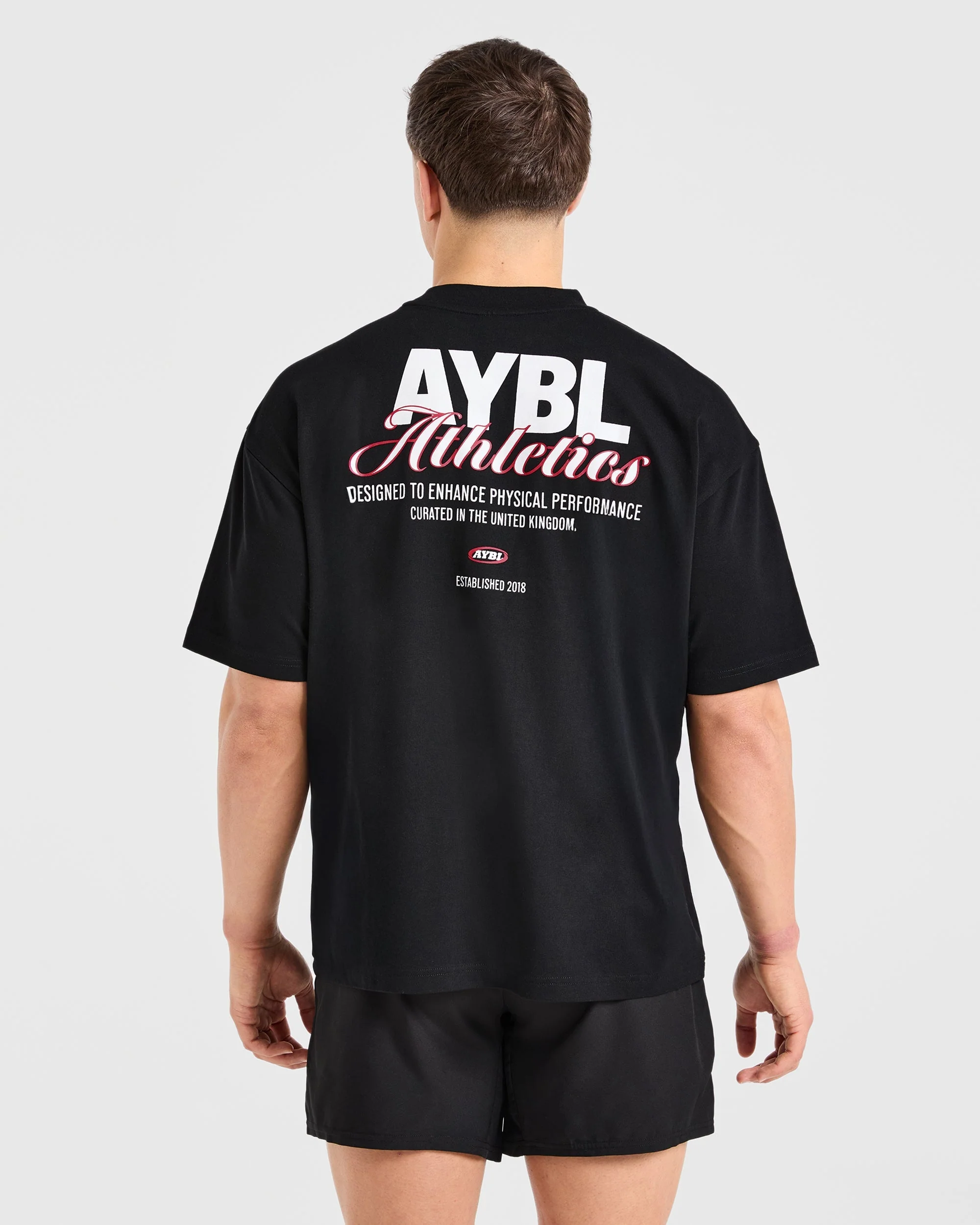 Athletics Script Oversized T Shirt - Black