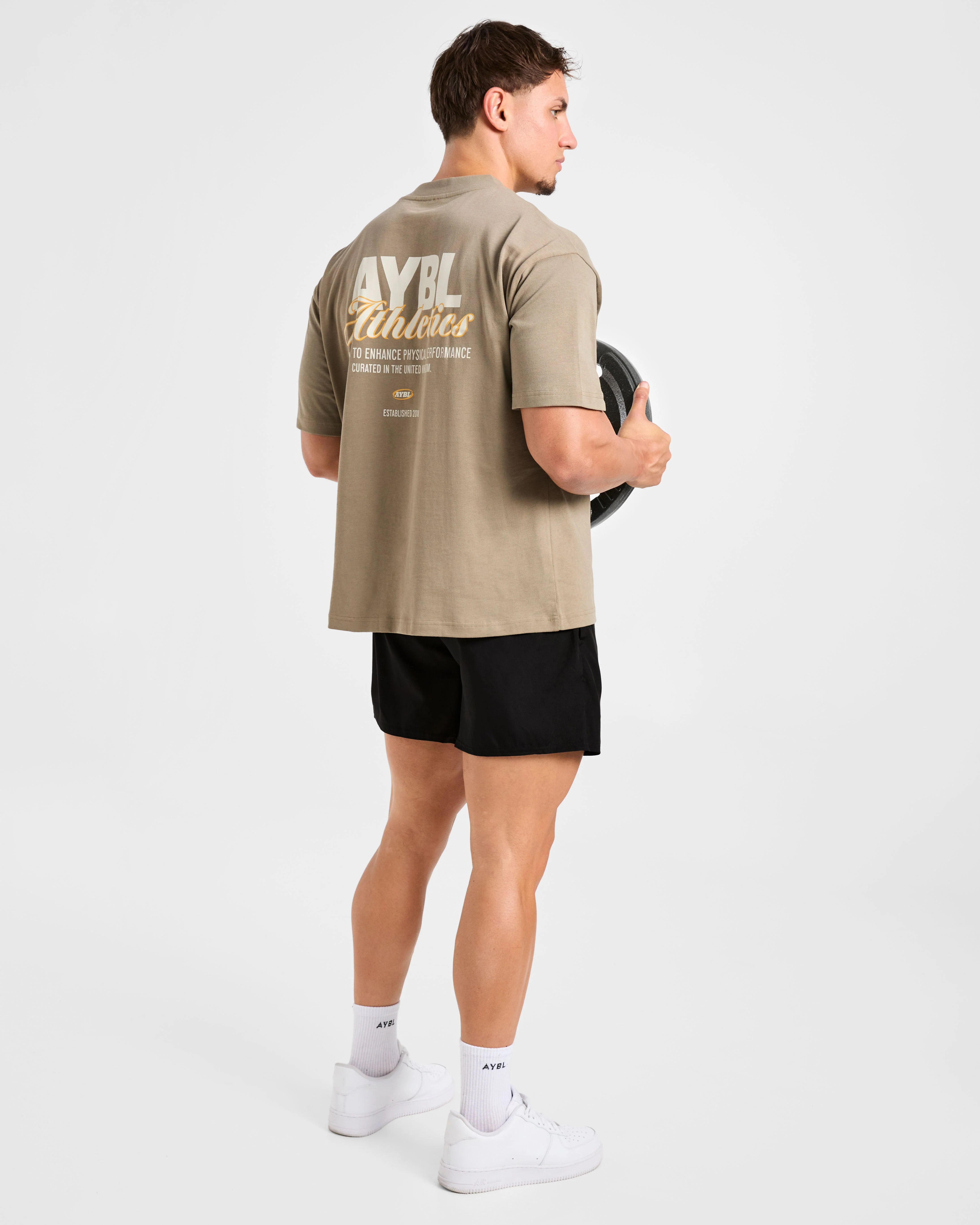 Athletics Script Oversized T Shirt - Olive Sand - Image 8