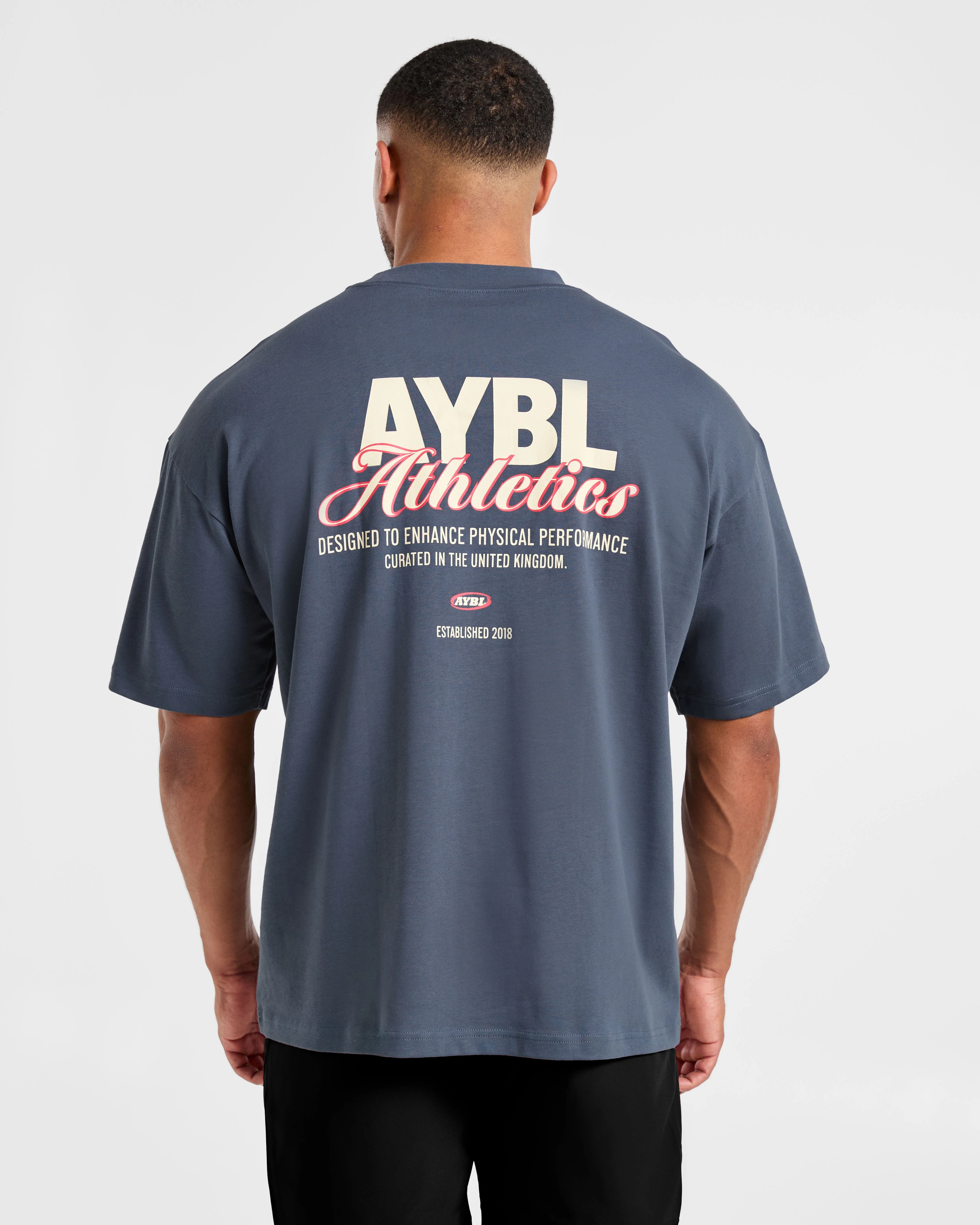 Athletics Script Oversized T Shirt - Vintage Blue