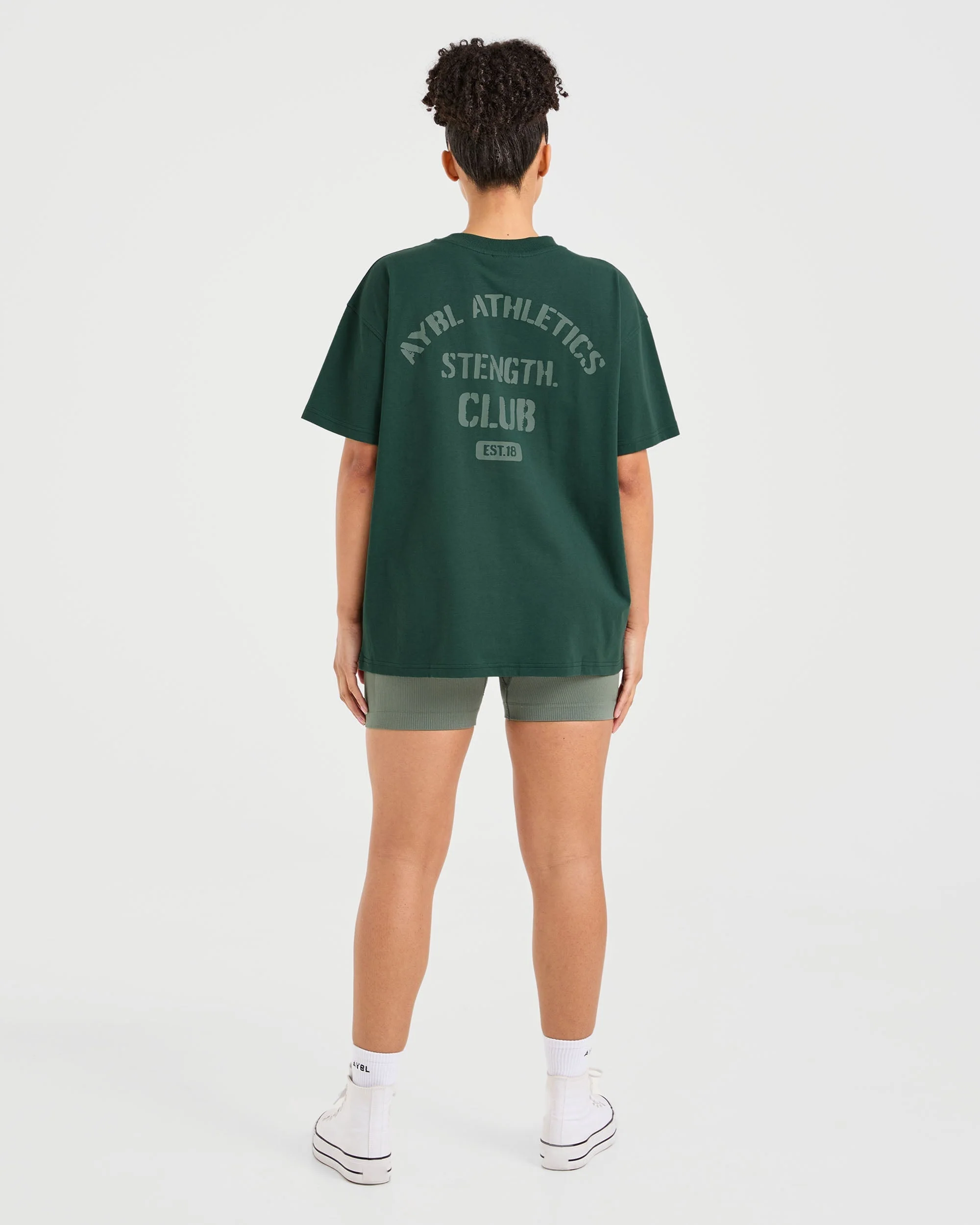 Athletics Strength Club Oversized T Shirt - Forest Green - Image 3