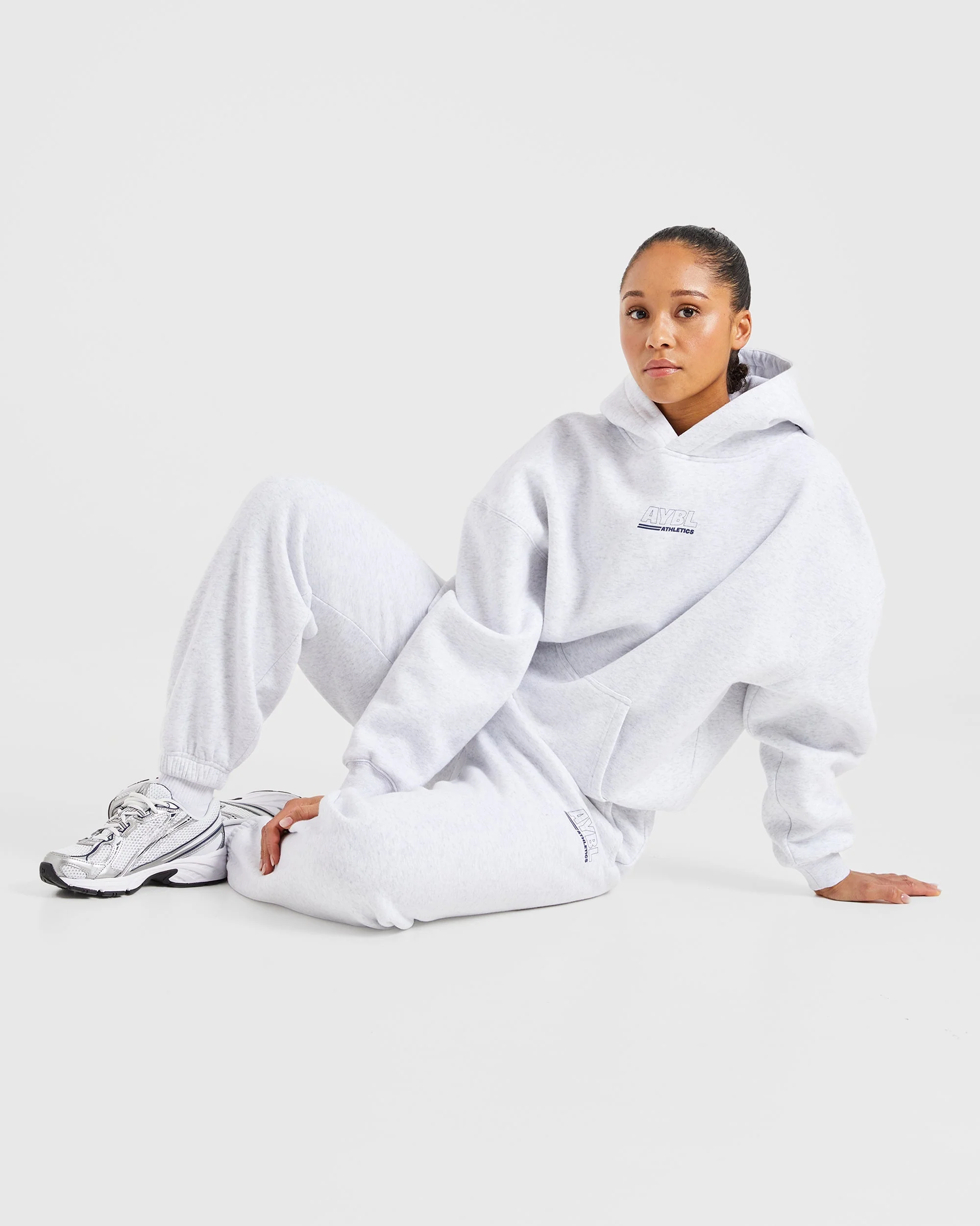 Athletics Track Oversized Hoodie - Heather Grey/Navy - Image 8