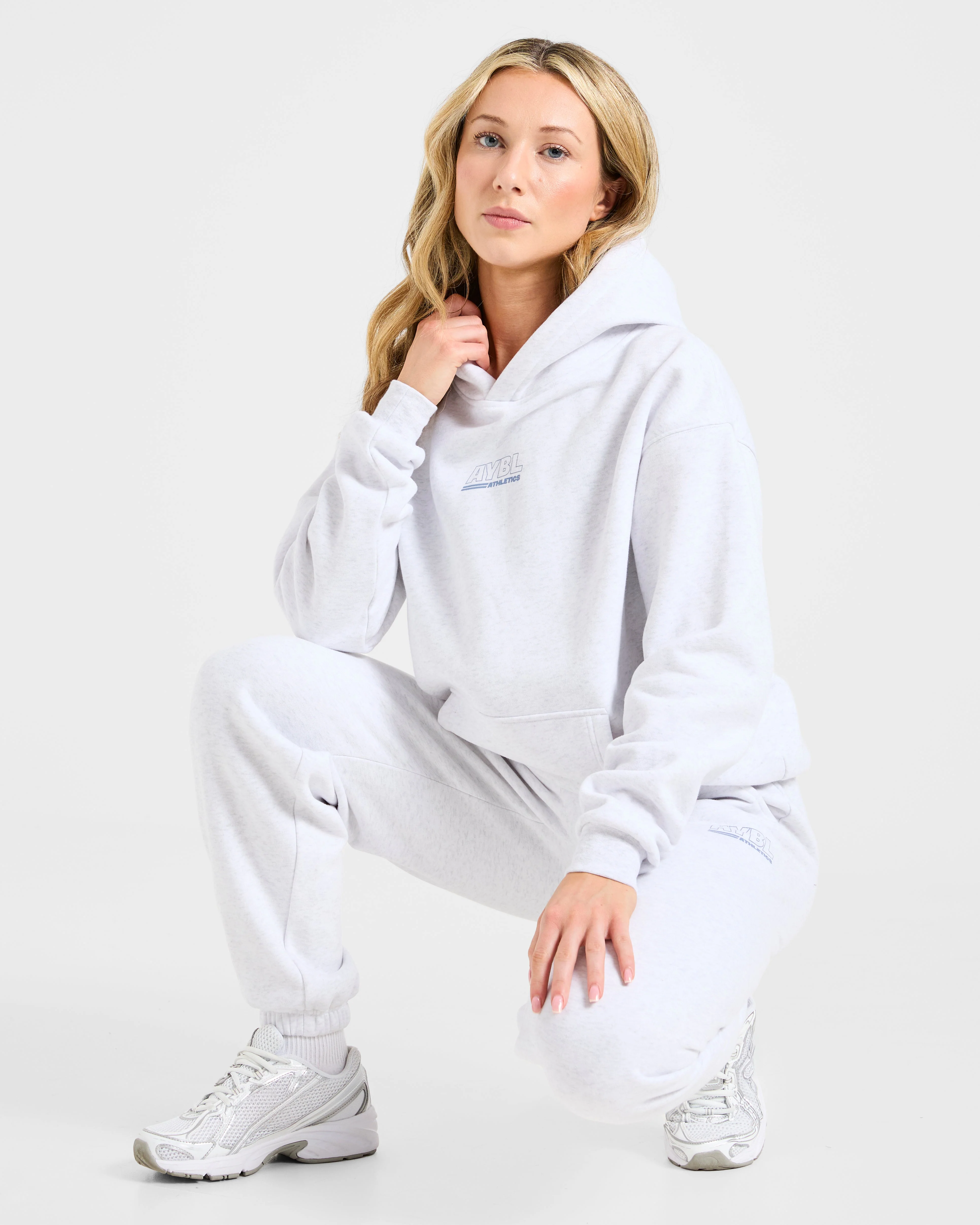 Athletics Track Oversized Hoodie - Heather Grey/Slate Blue - Image 8