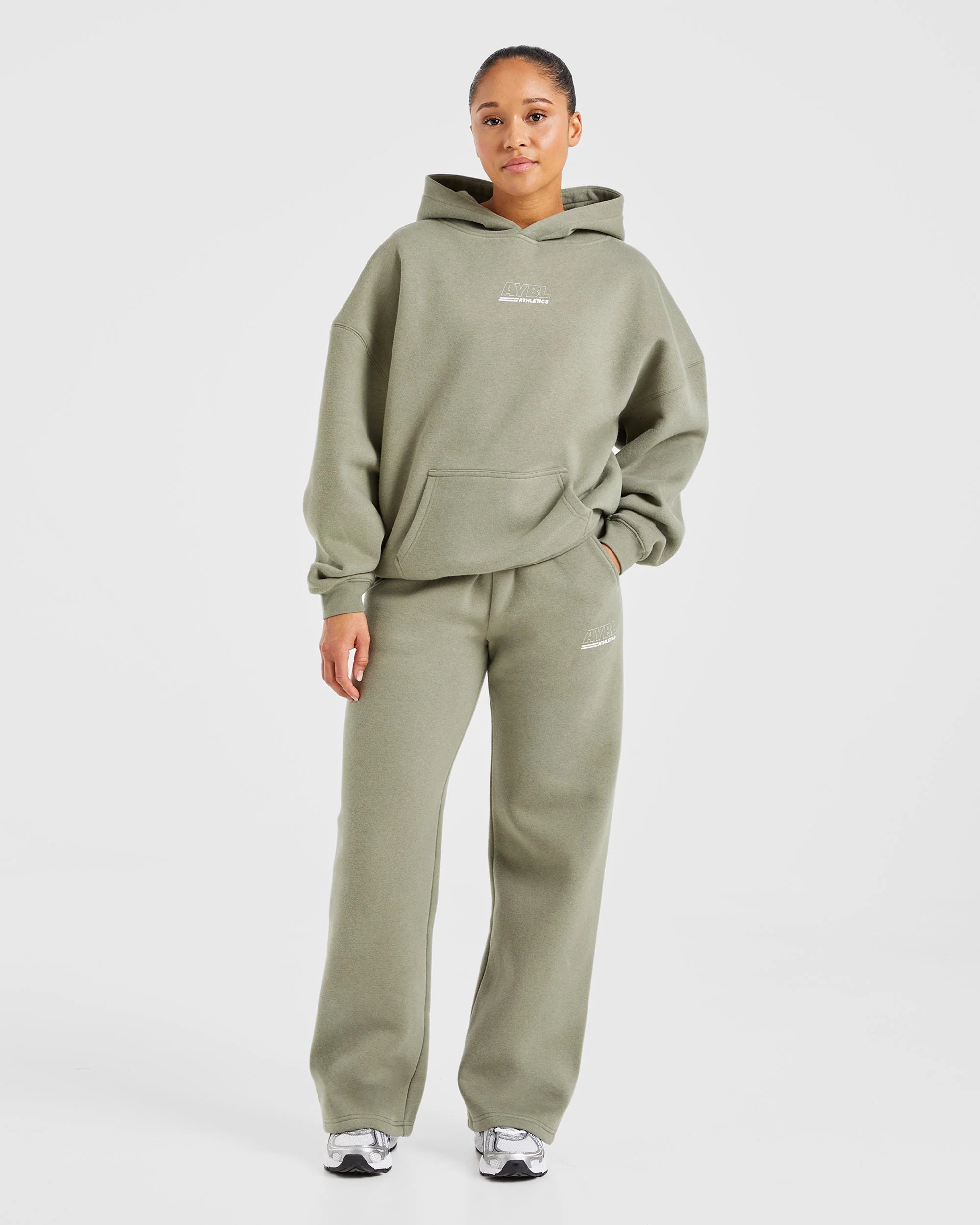 Athletics Track Oversized Hoodie - Muted Olive - Image 4