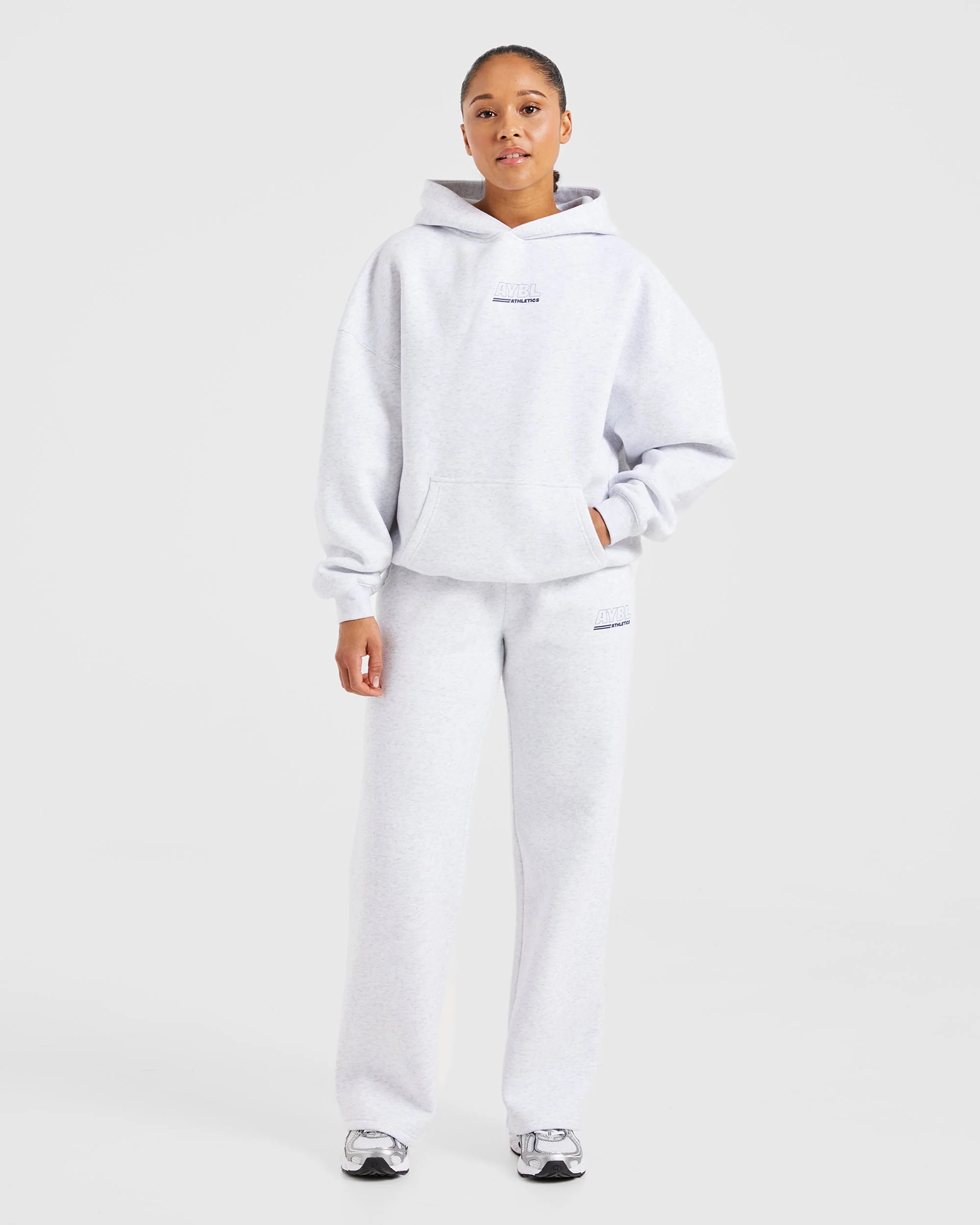 Athletics Track Oversized Straight Leg Joggers - Heather Grey/Navy - Image 3