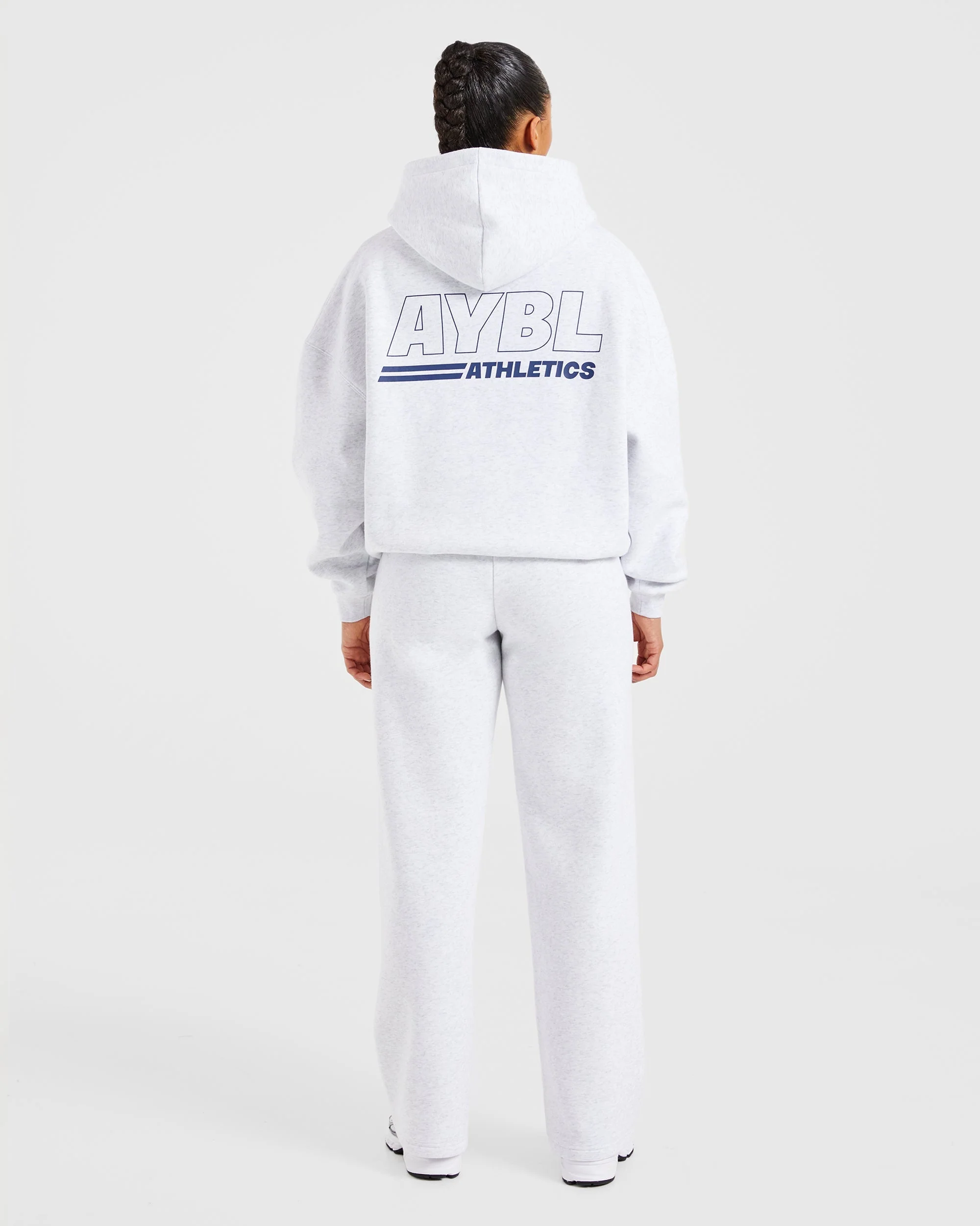 Athletics Track Oversized Straight Leg Joggers - Heather Grey/Navy - Image 4
