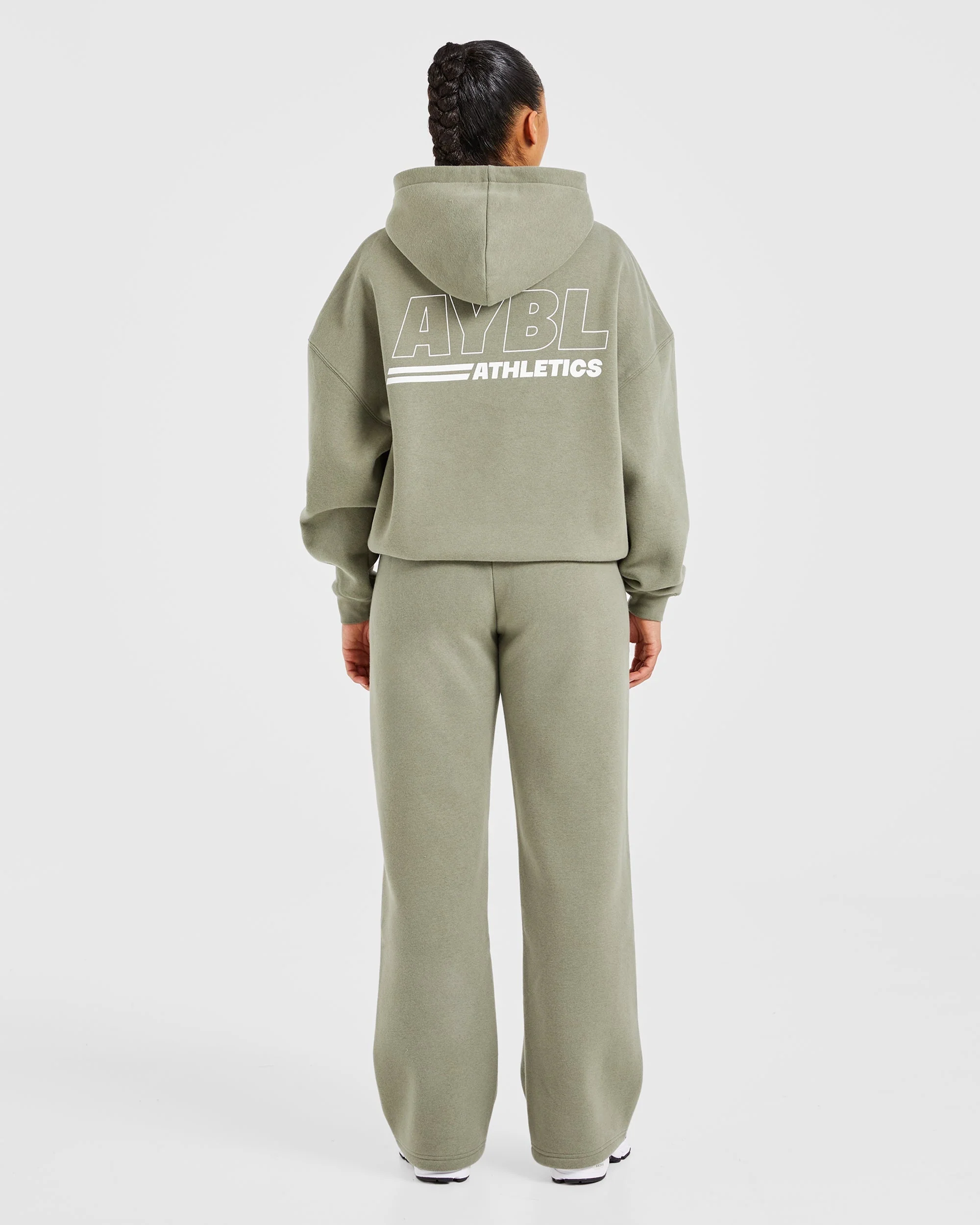 Athletics Track Oversized Straight Leg Joggers - Muted Olive - Image 4
