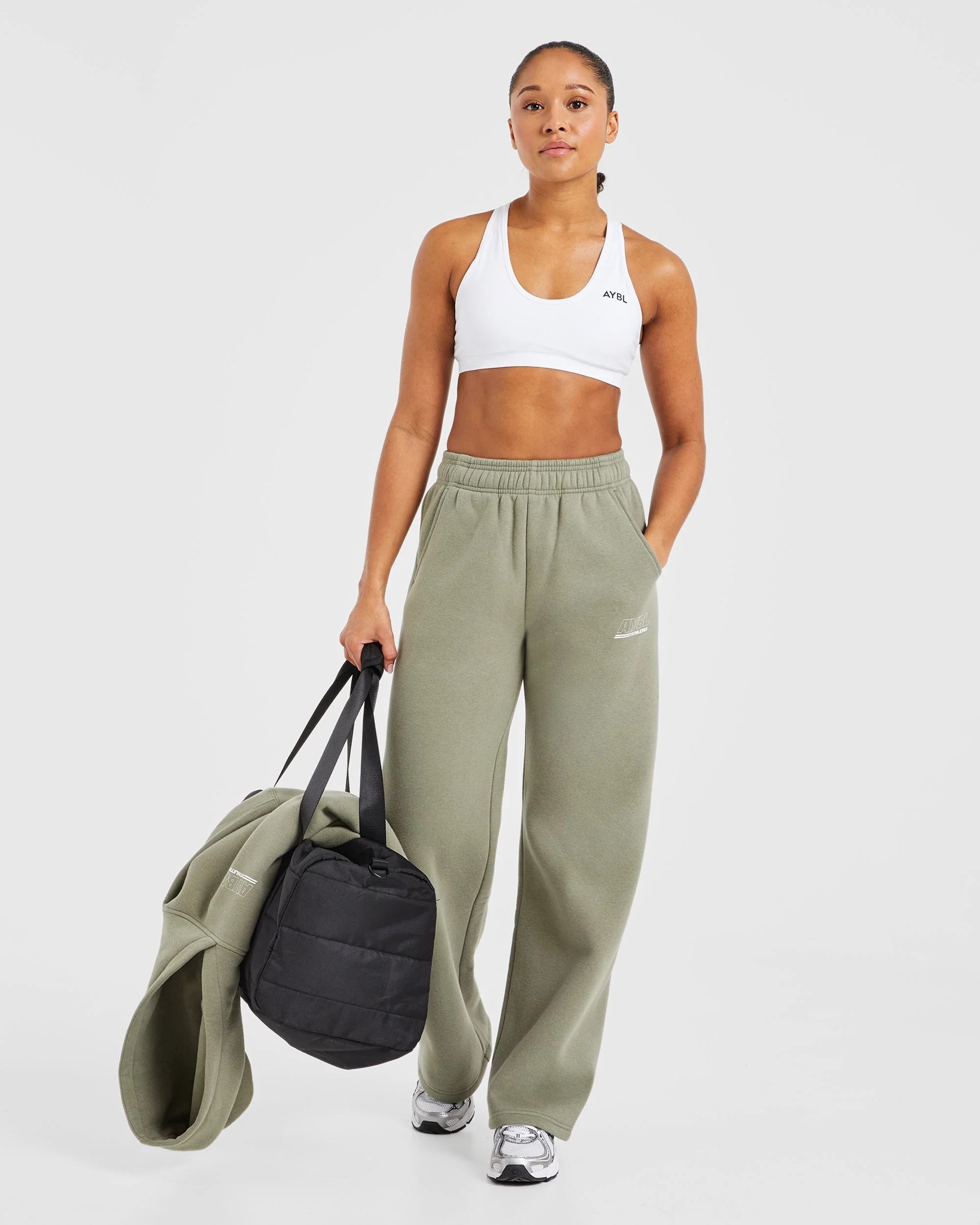 Athletics Track Oversized Straight Leg Joggers - Muted Olive - Image 7