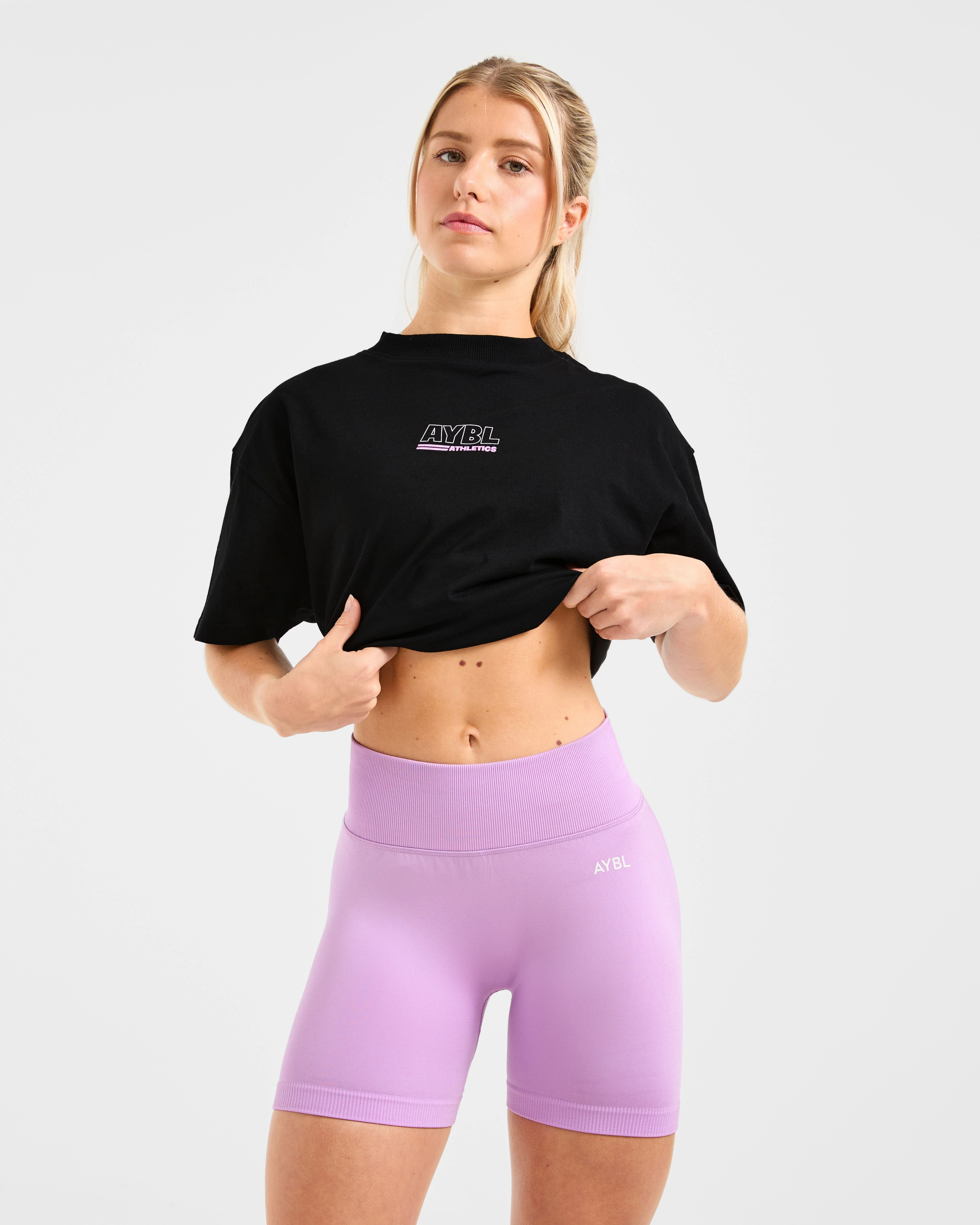 Athletics Track Oversized T Shirt - Black/Pink - Image 7