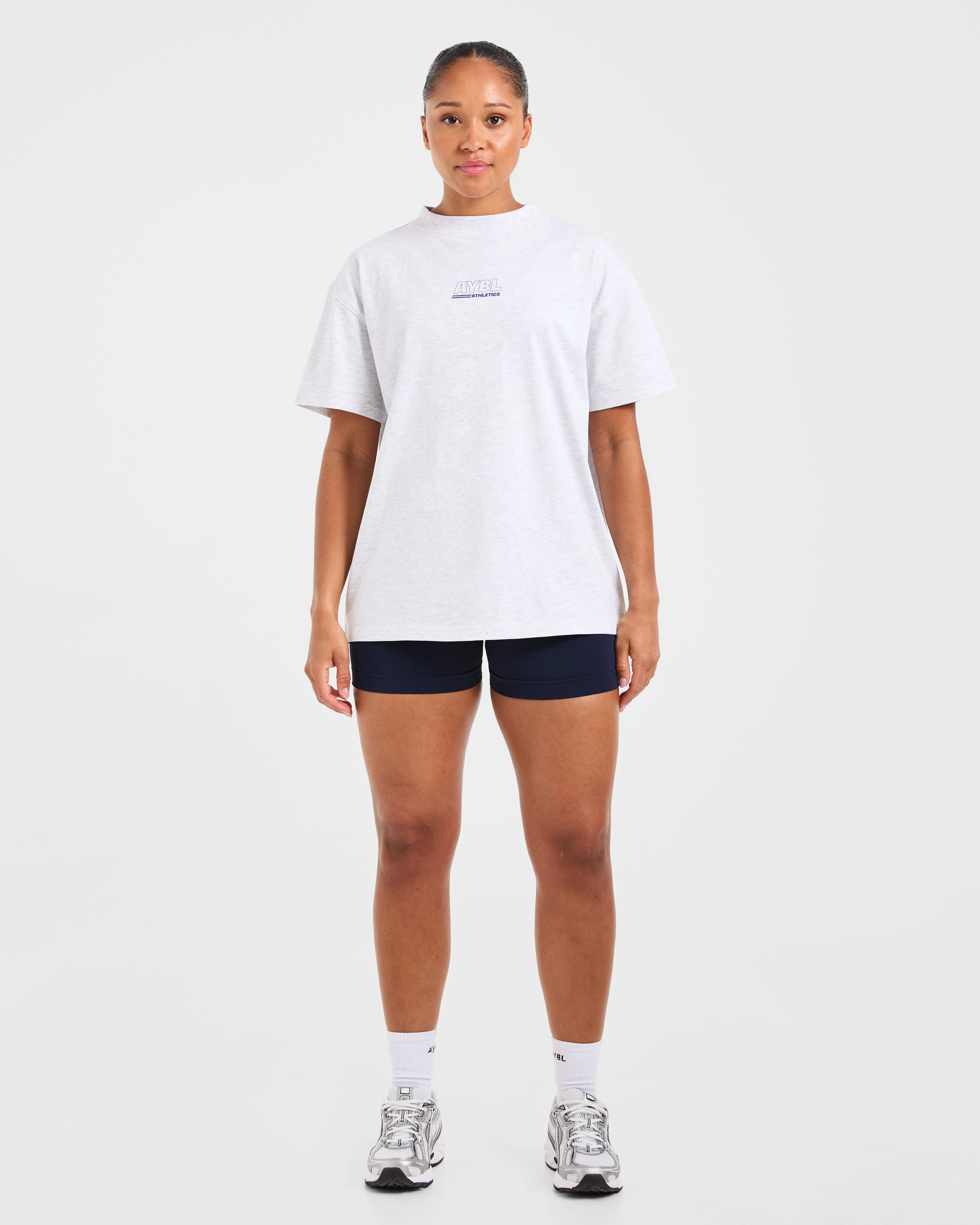 Athletics Track Oversized T Shirt - Heather Grey/Navy - Image 3
