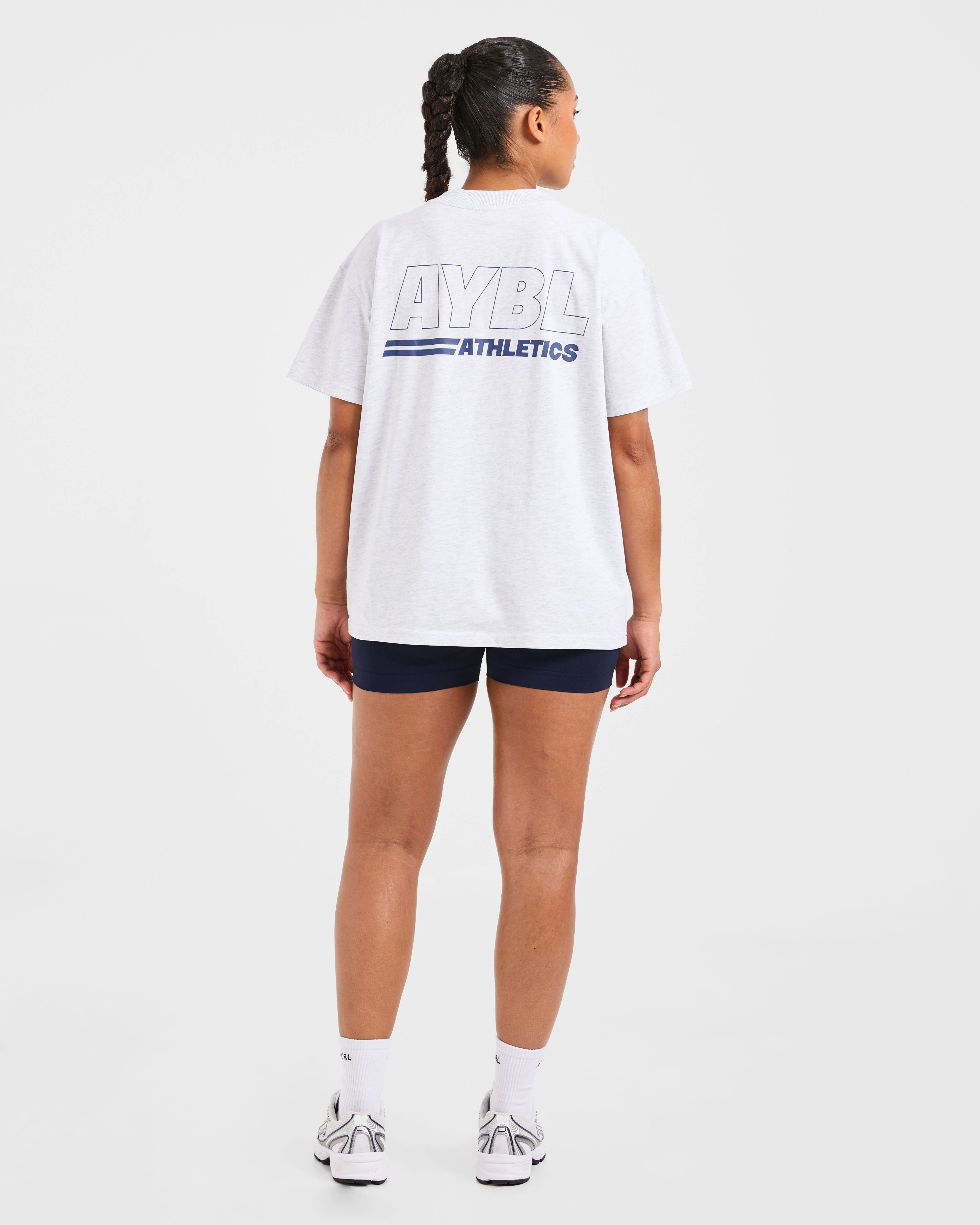 Athletics Track Oversized T Shirt - Heather Grey/Navy - Image 4