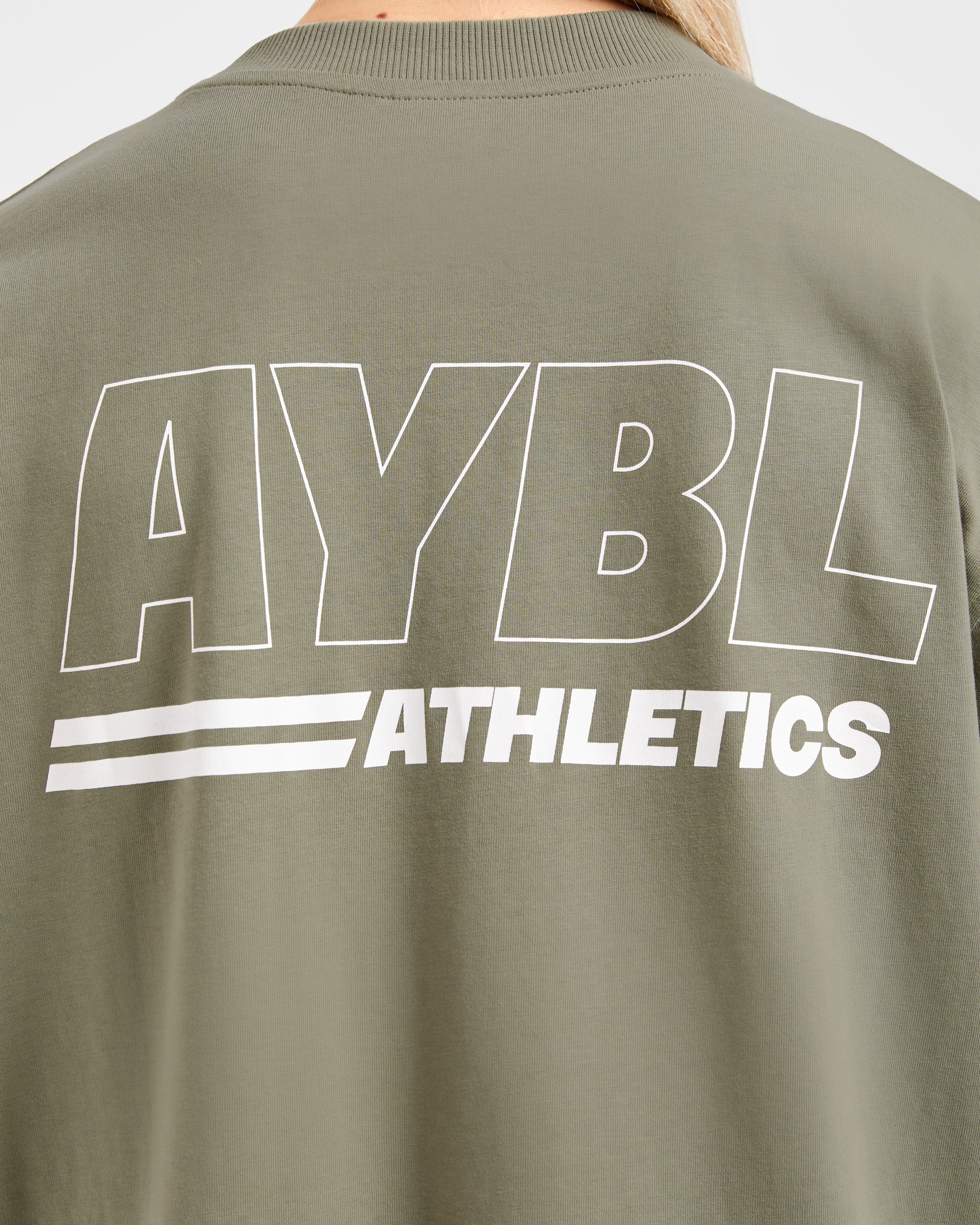 Athletics Track Oversized T Shirt - Muted Olive - Image 6