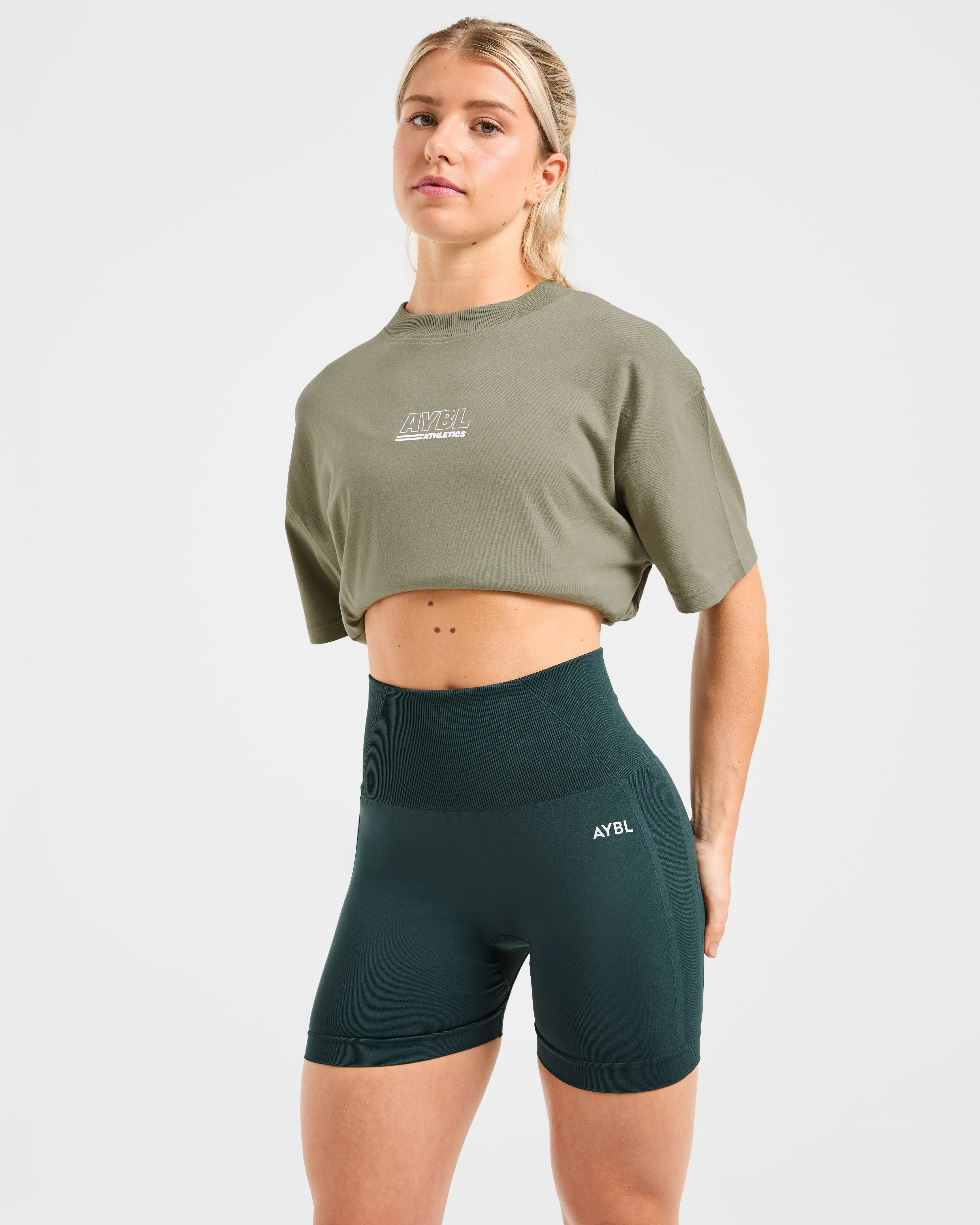 Athletics Track Oversized T Shirt - Muted Olive - Image 7