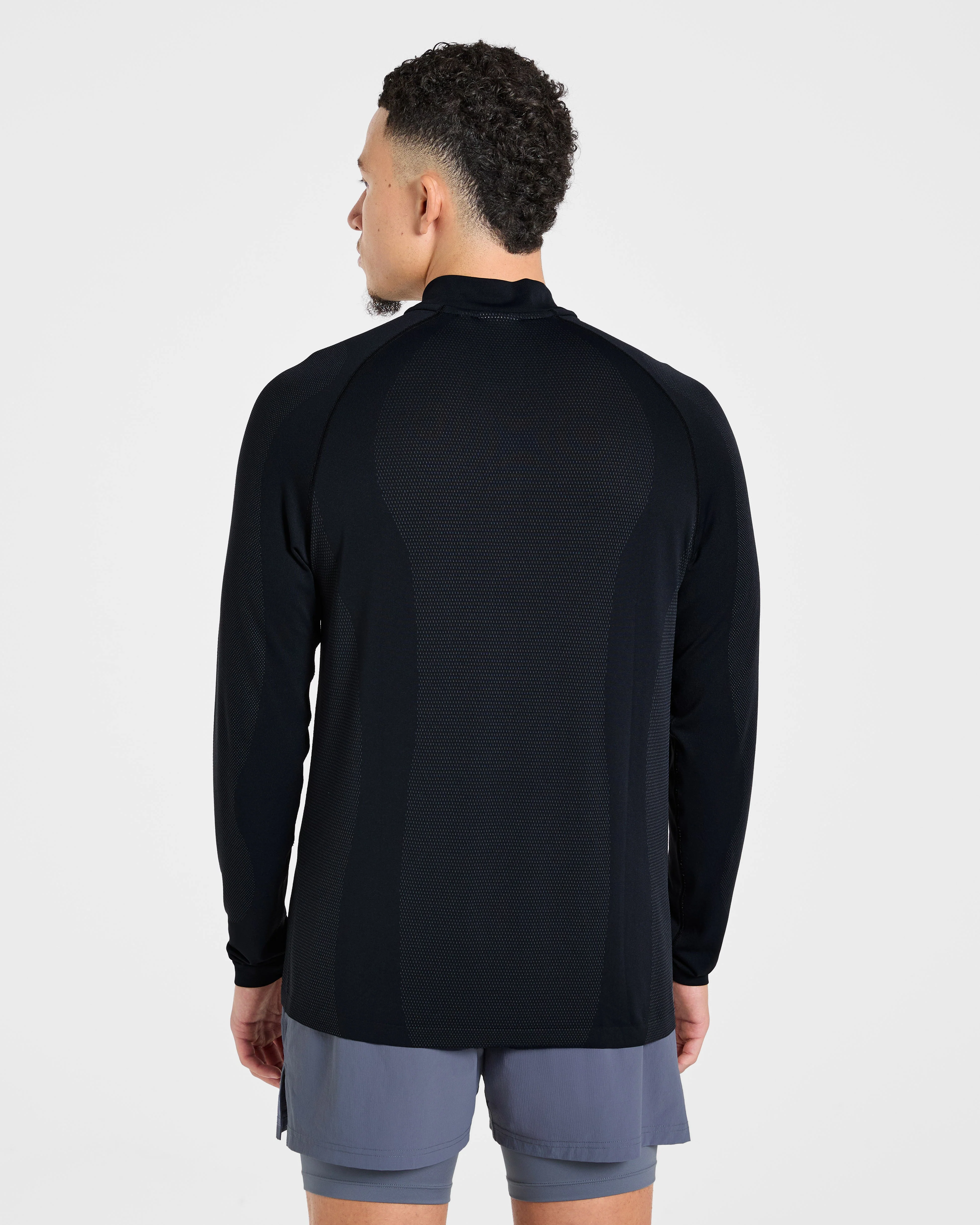 Attain Seamless 1/2 Zip Pullover - Black - Image 2