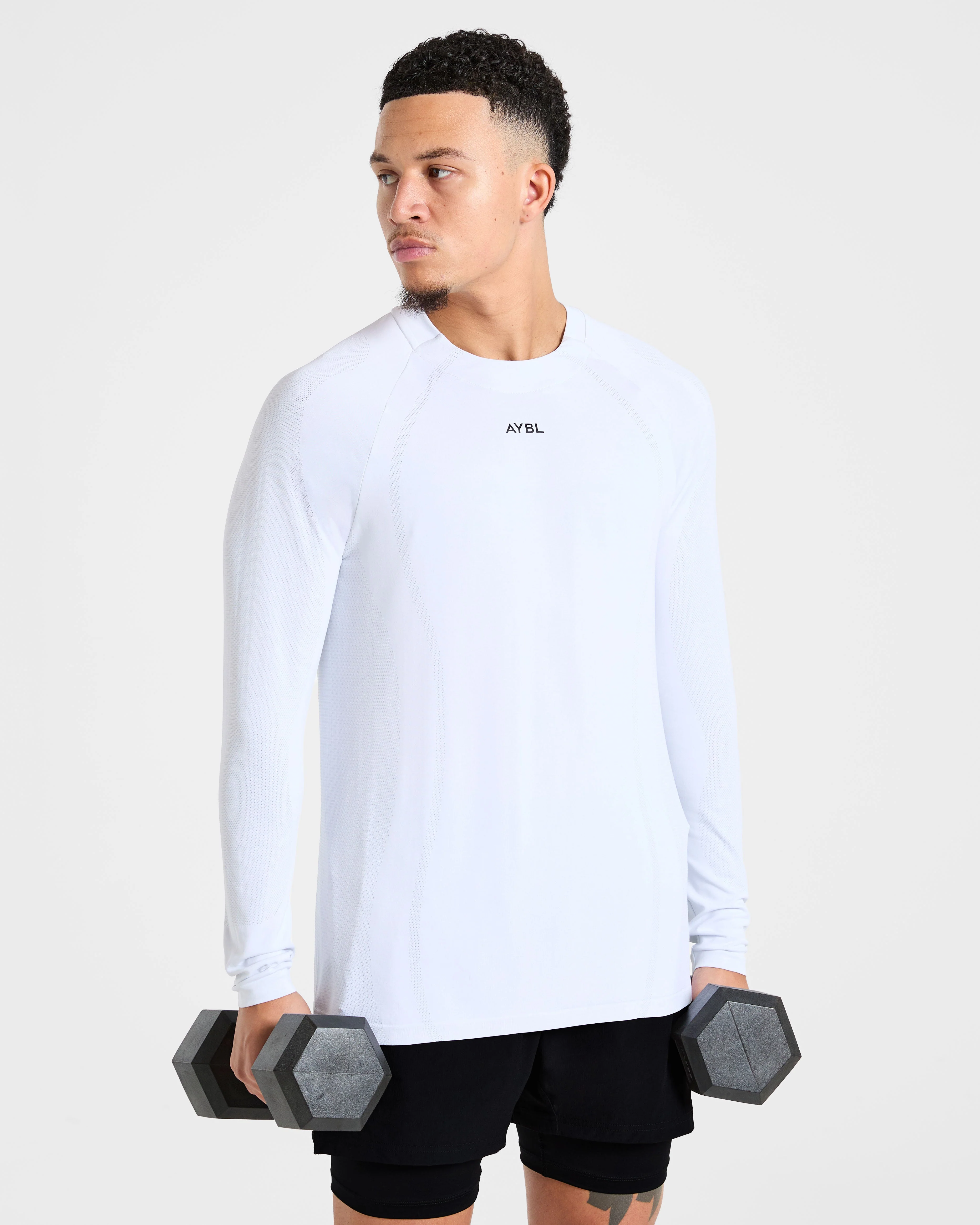 Attain Seamless Long Sleeve T Shirt - Storm White - Image 7