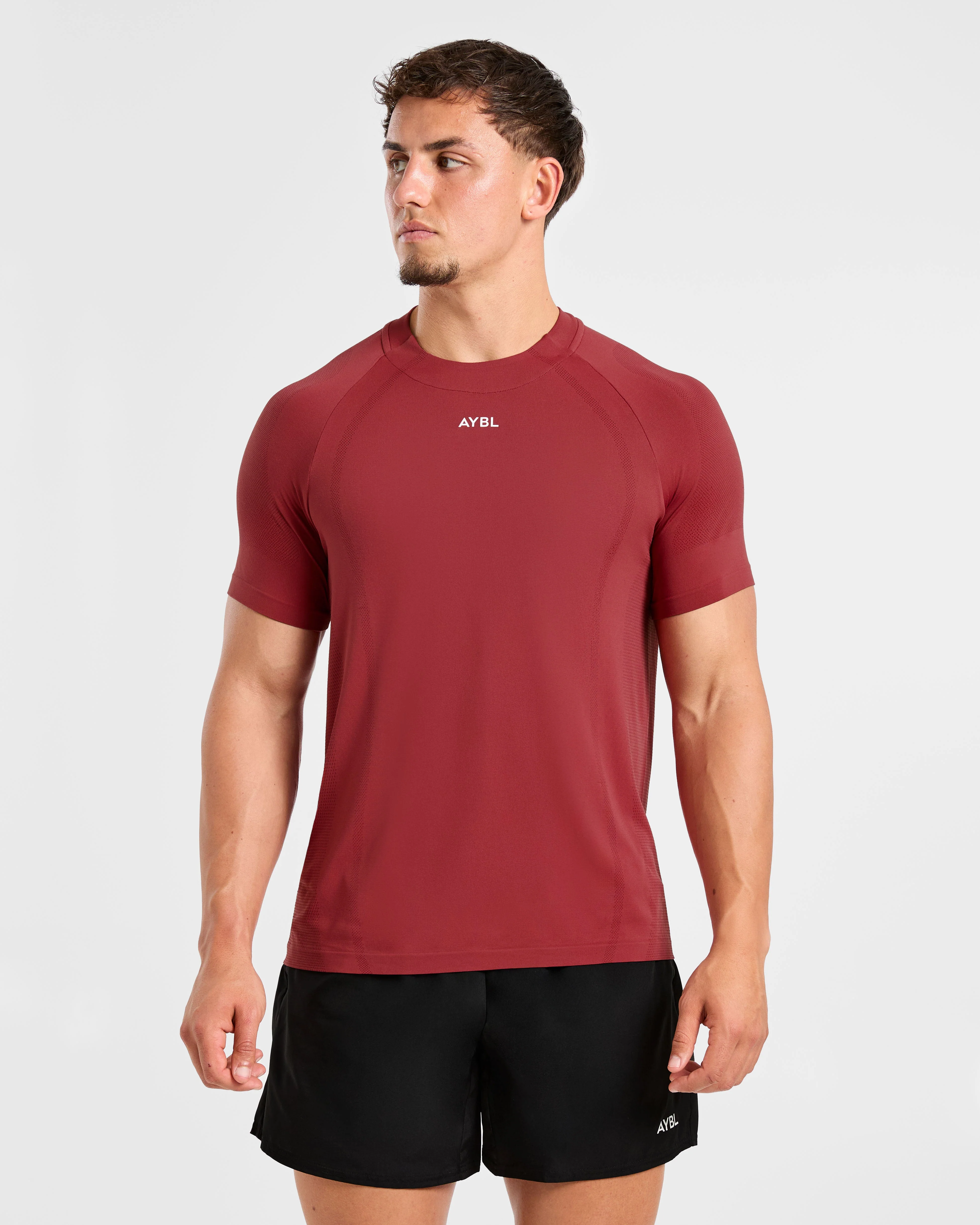 Attain Seamless T Shirt - Maroon Red