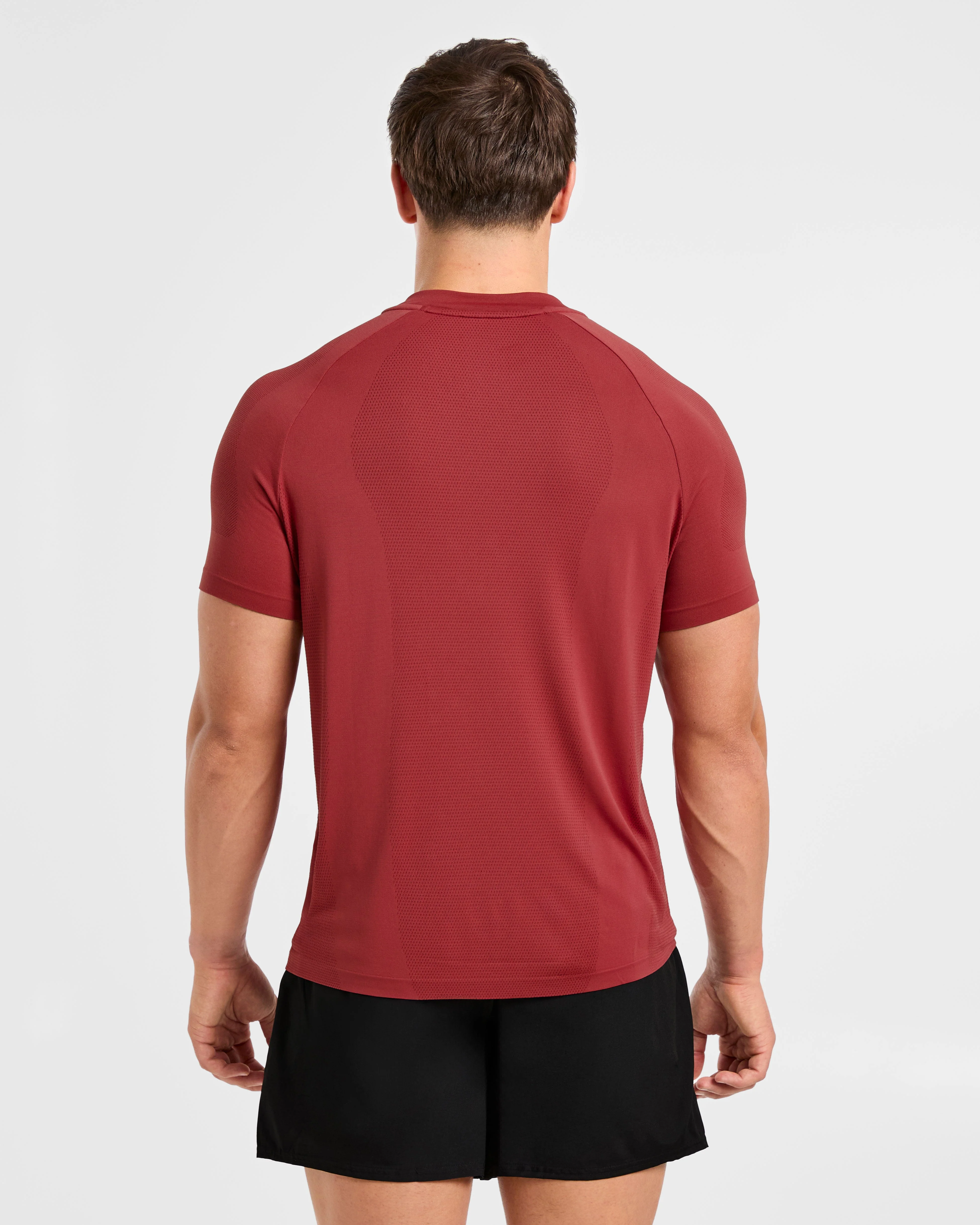 Attain Seamless T Shirt - Maroon Red - Image 2