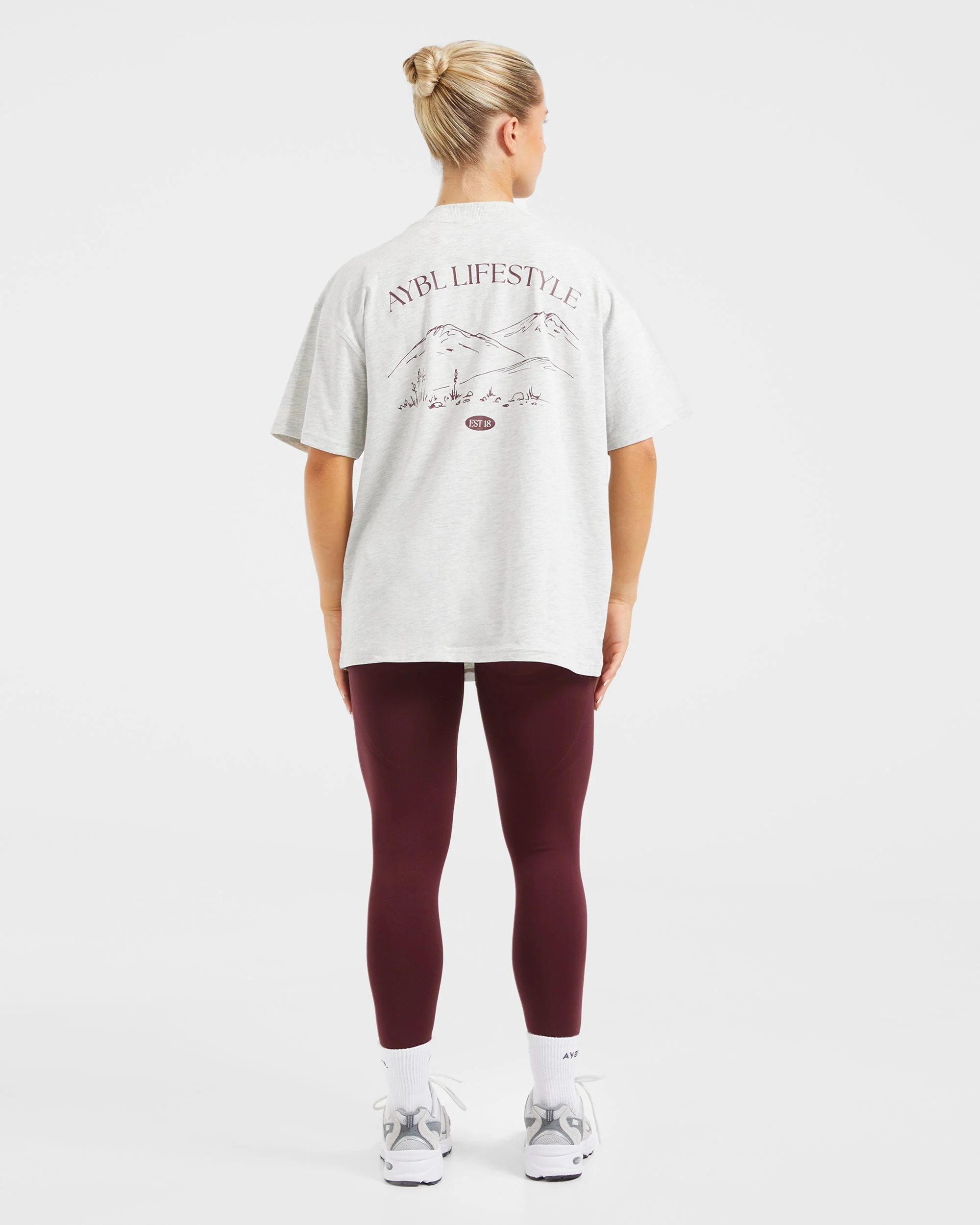 AYBL Lifestyle Oversized T Shirt - Heather Grey/Burgundy - Image 4