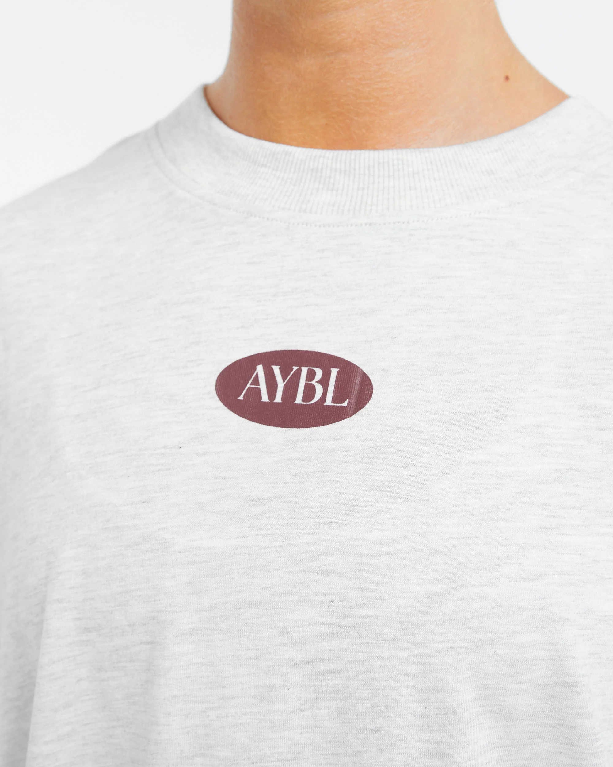 AYBL Lifestyle Oversized T Shirt - Heather Grey/Burgundy - Image 5