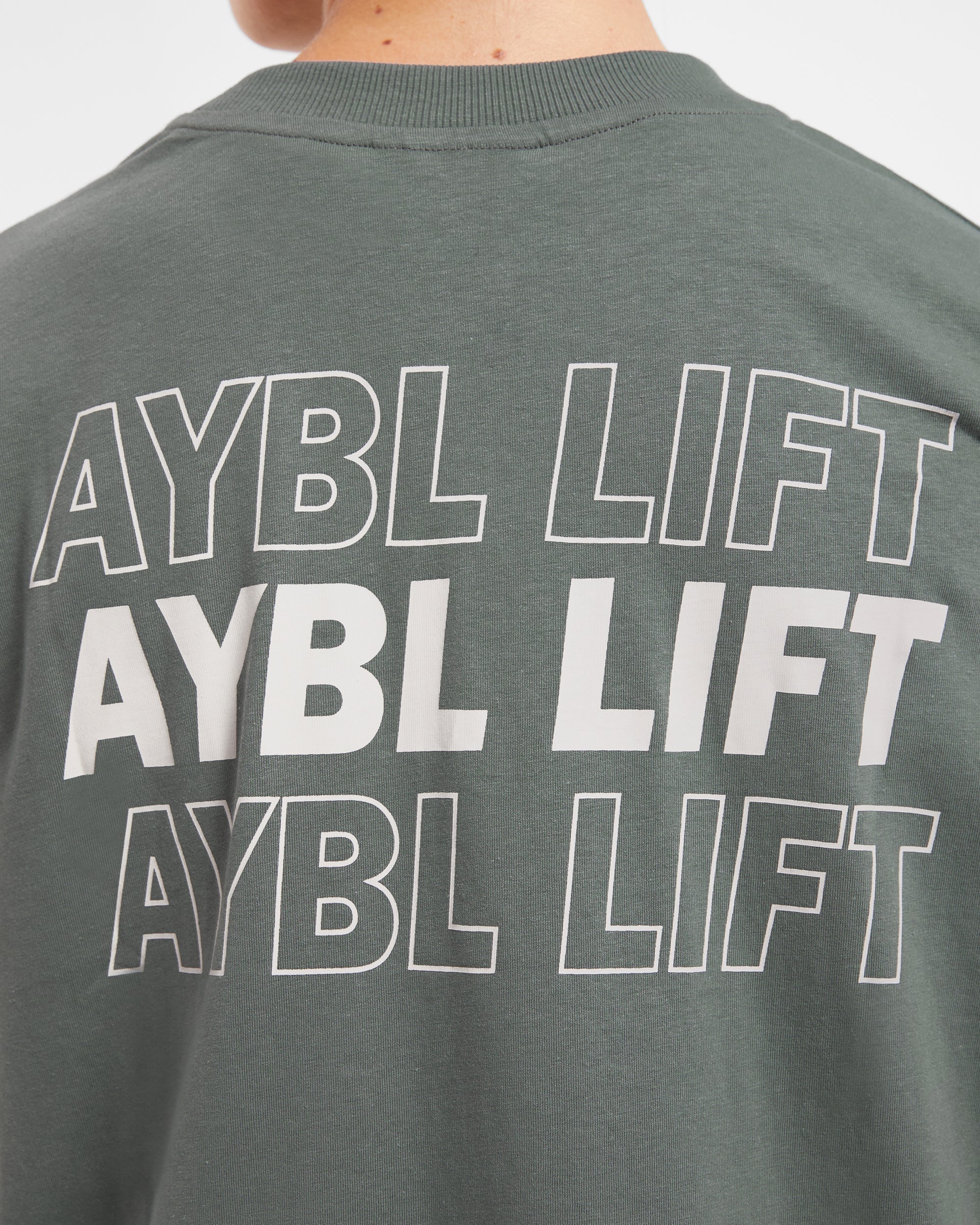 AYBL Lift Italic Oversized T Shirt - Green/Off White - Image 6