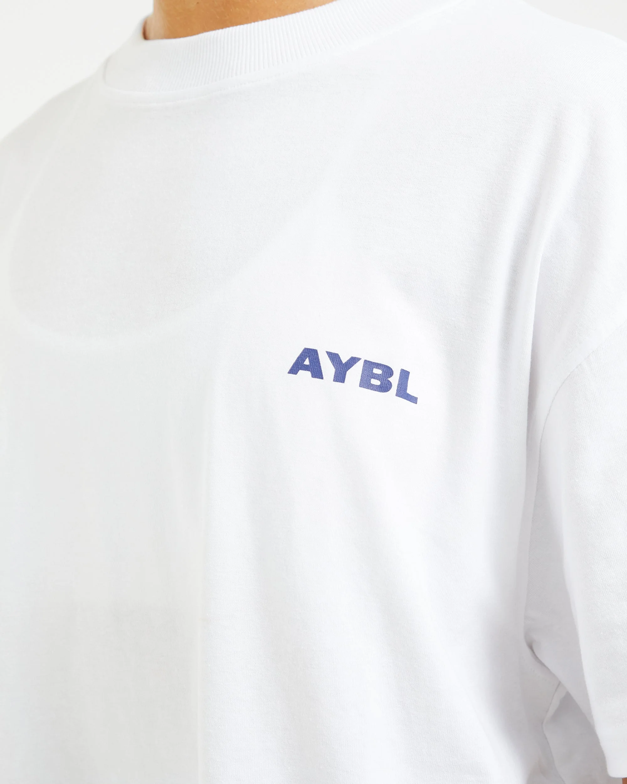 AYBL Lift Italic Oversized T Shirt - White/Navy - Image 5