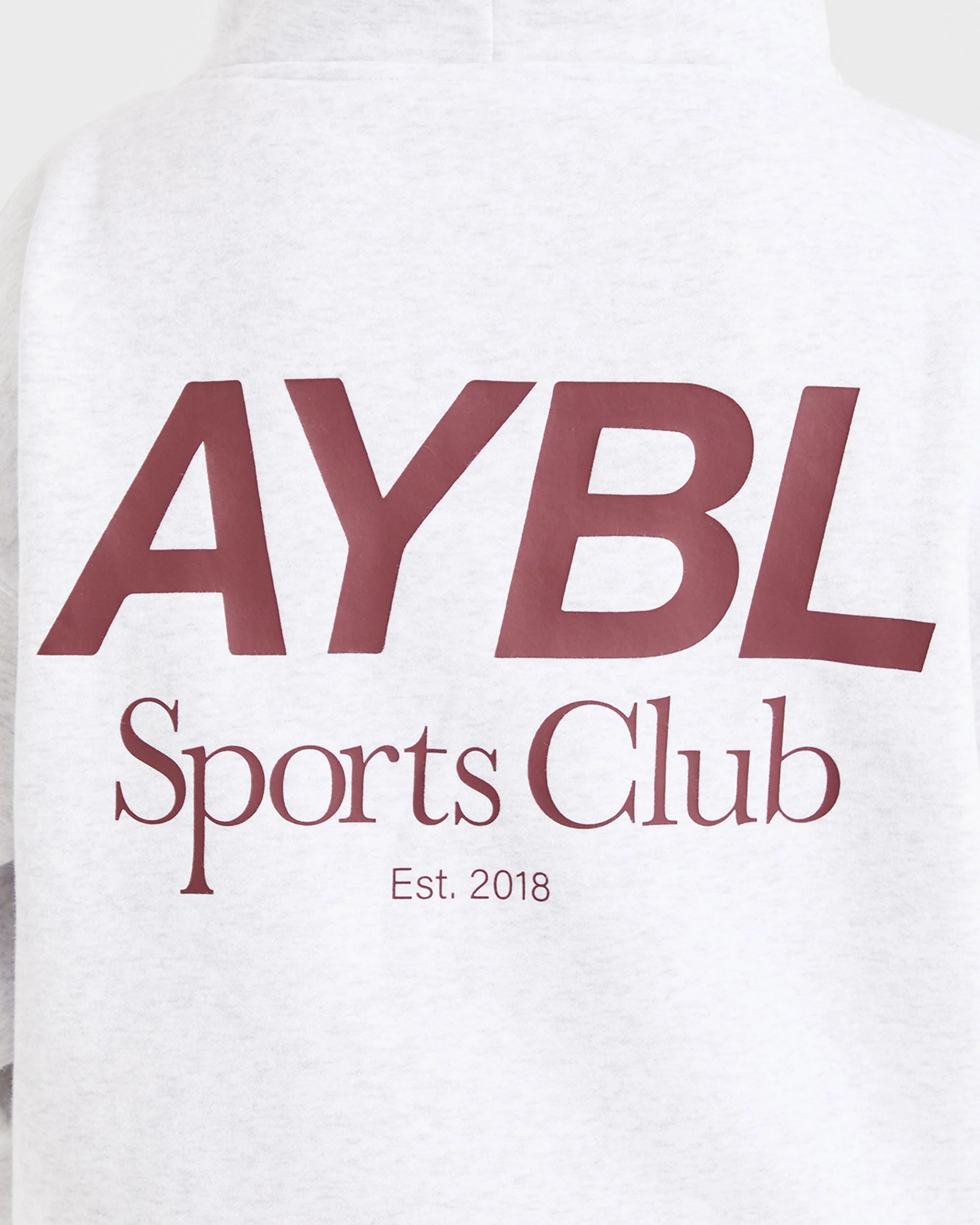 AYBL Sports Club Oversized Hoodie - Grey Marl/Burgundy - Image 6