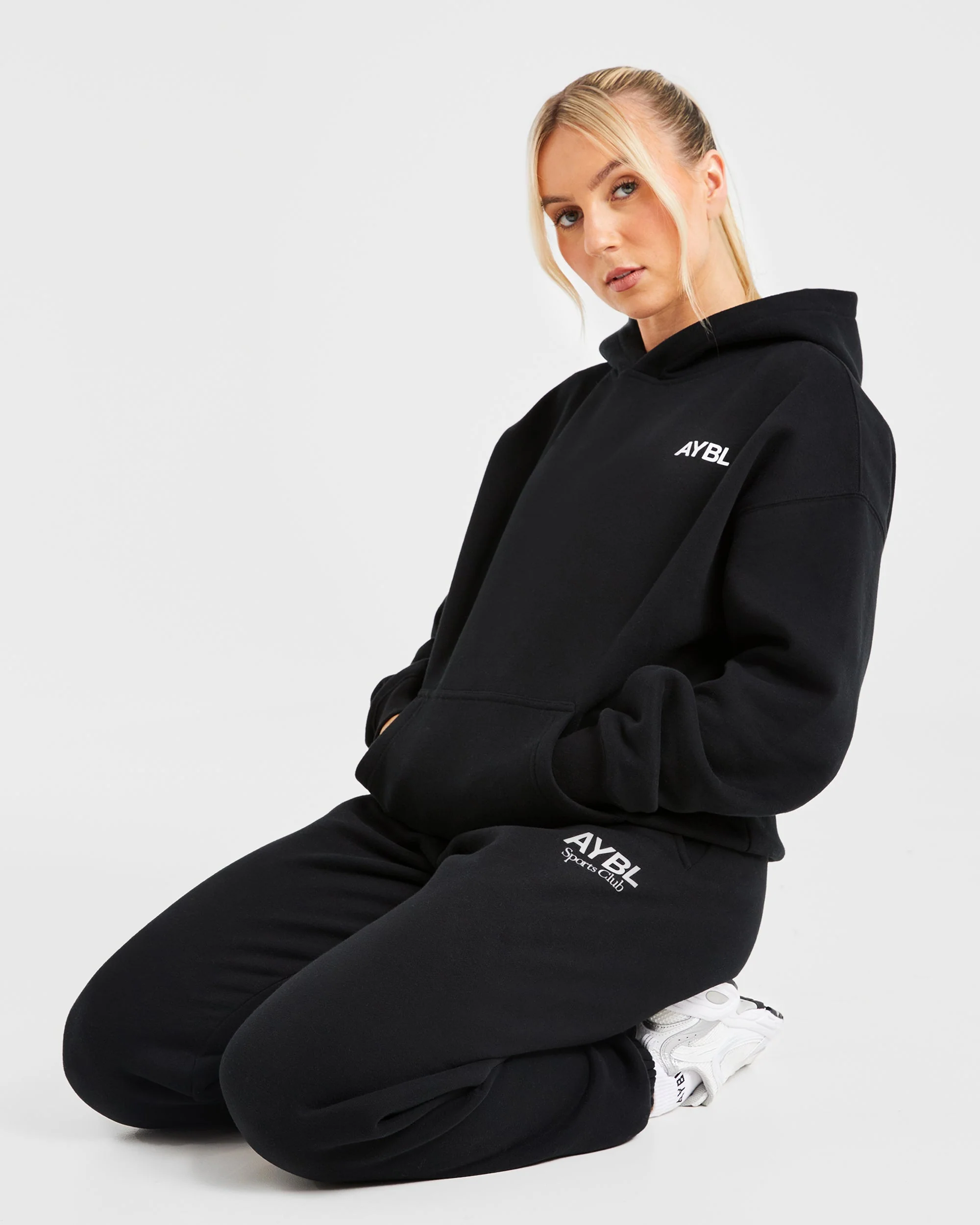 AYBL Sports Club Oversized Joggers - Black/White - Image 8