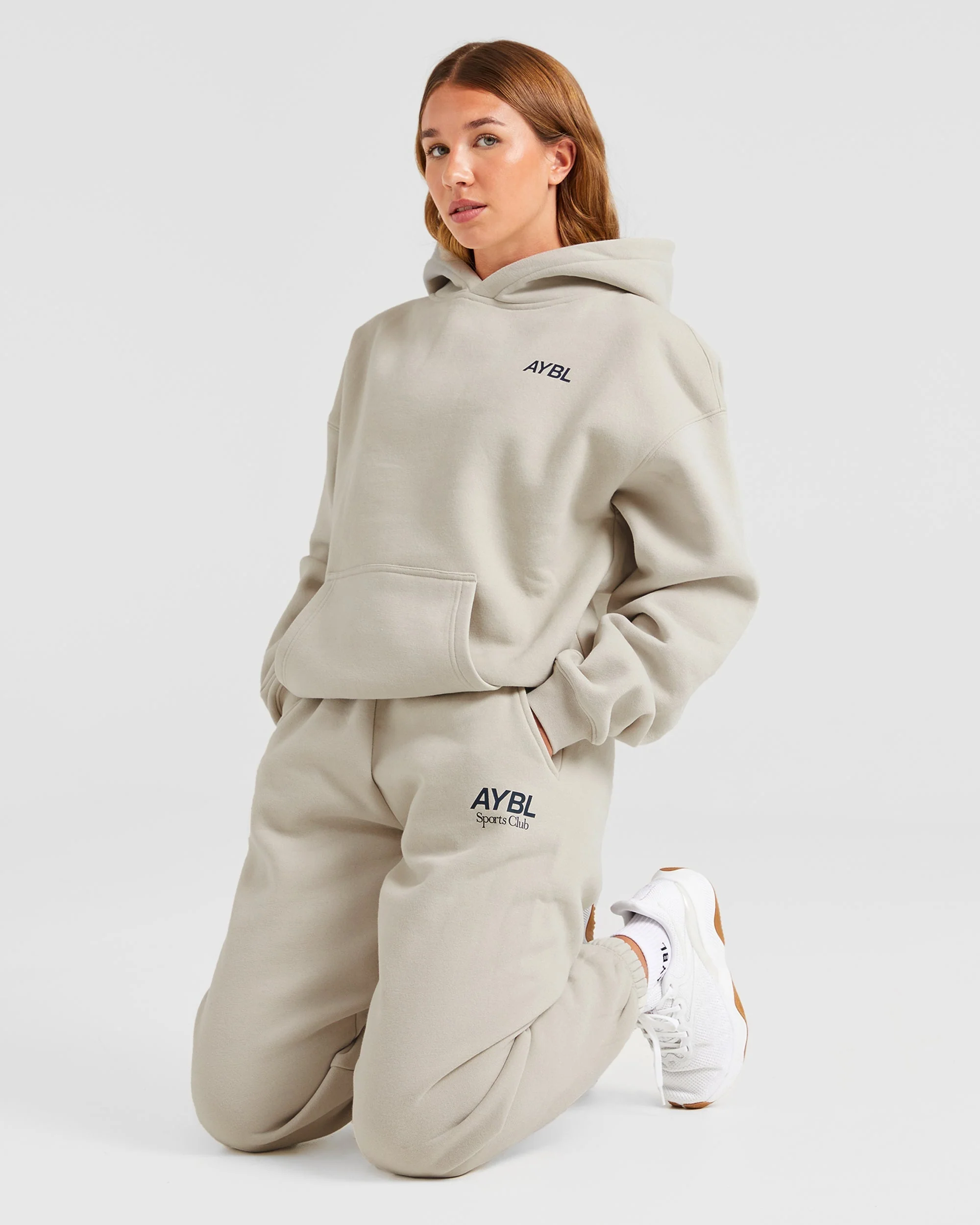 AYBL Sports Club Oversized Joggers - Sand/Navy - Image 8