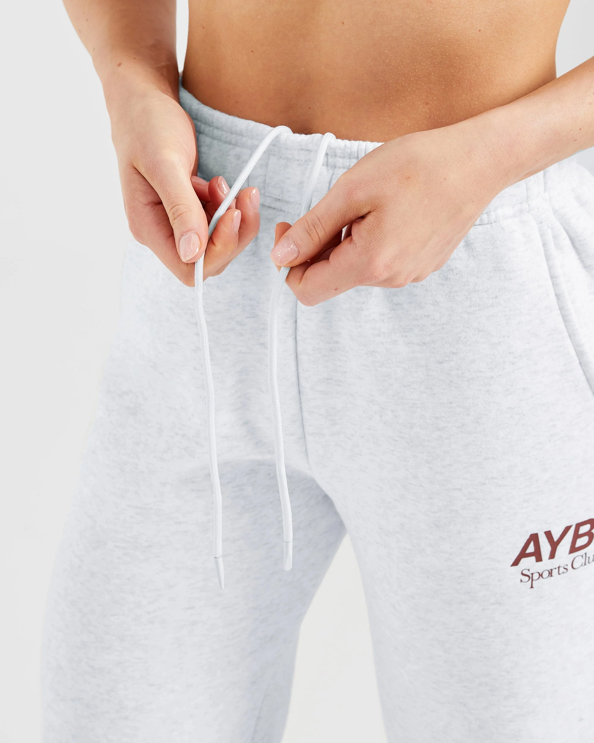 AYBL Sports Club Oversized Straight Leg Joggers - Grey Marl/Burgundy - Image 6