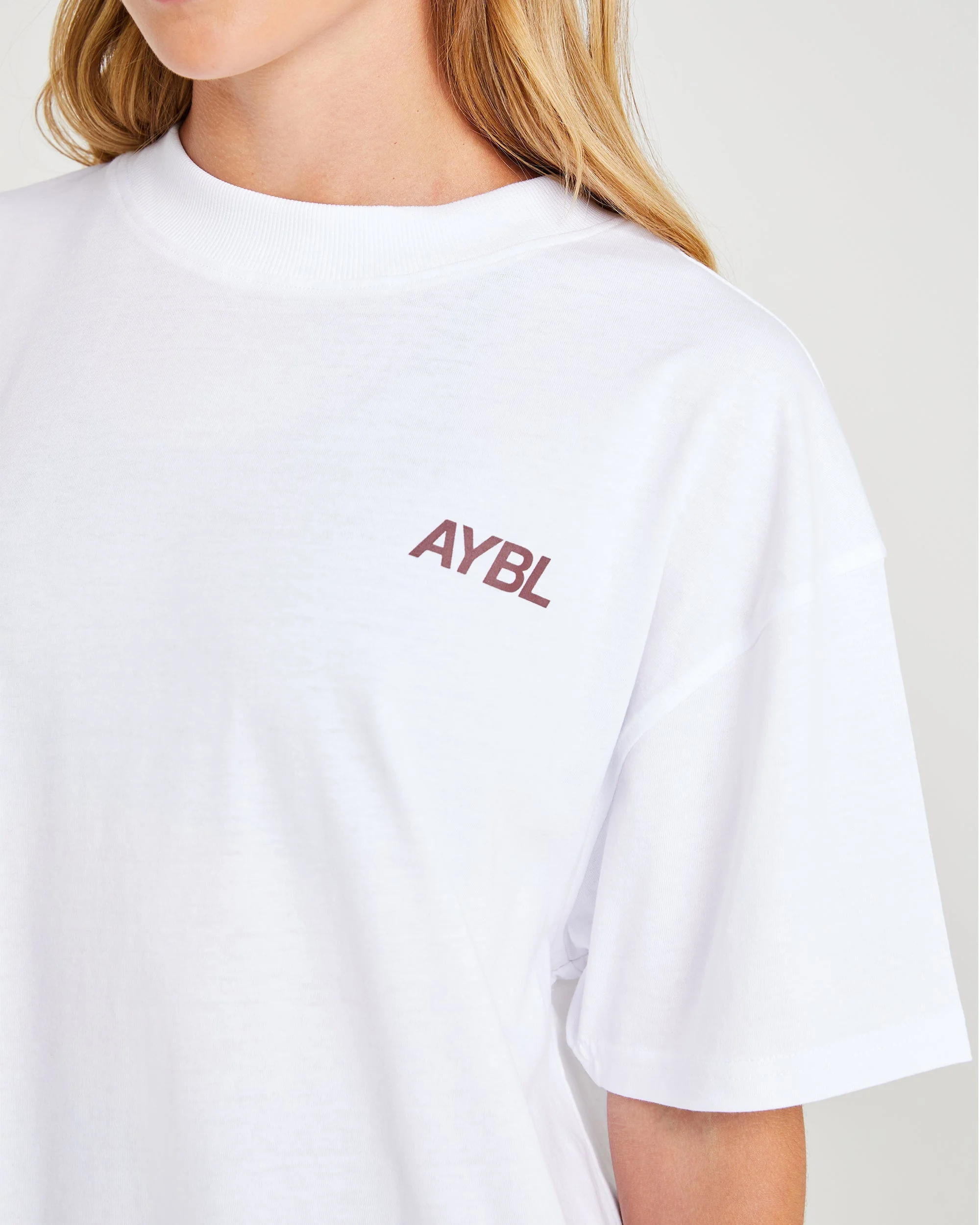 AYBL Sports Club Oversized T Shirt - White/Burgundy - Image 6