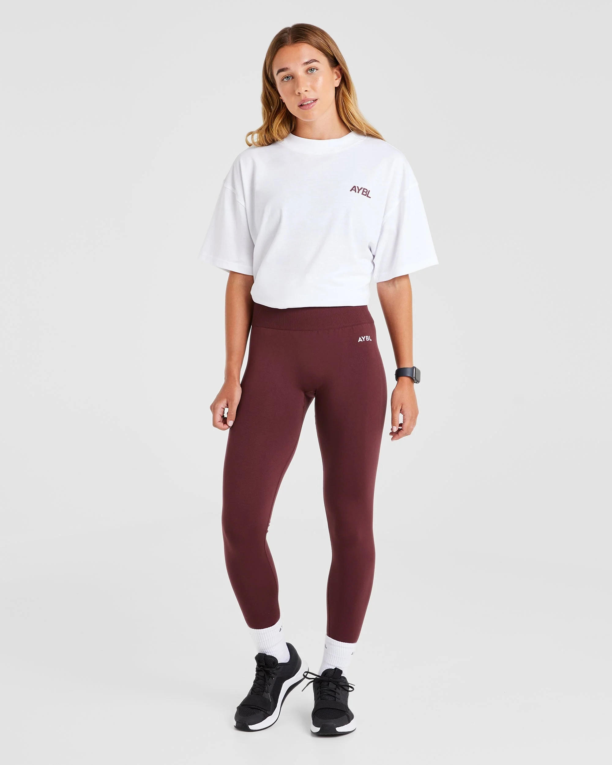 AYBL Sports Club Oversized T Shirt - White/Burgundy - Image 8