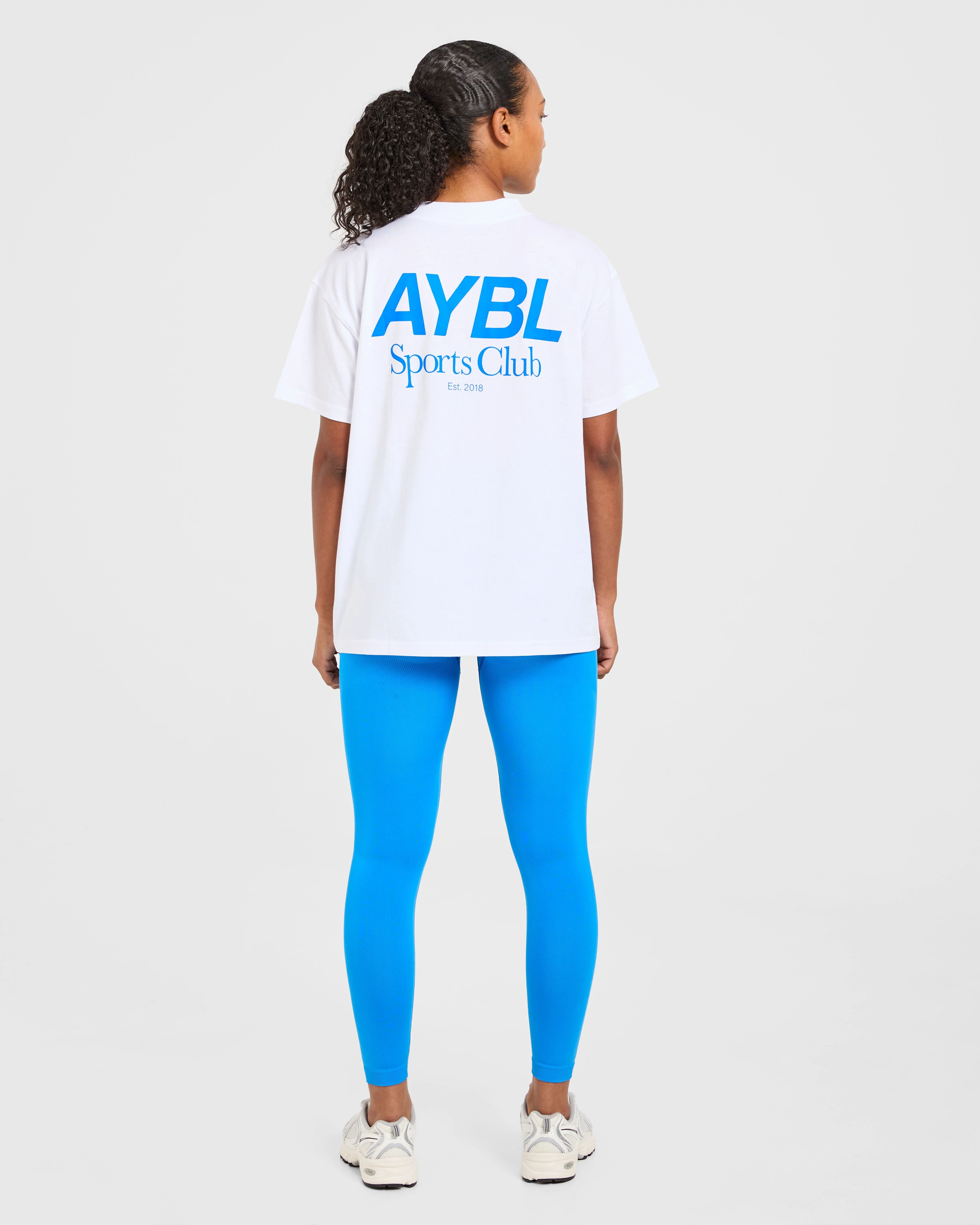 AYBL Sports Club Oversized T Shirt - White/Cobalt - Image 4