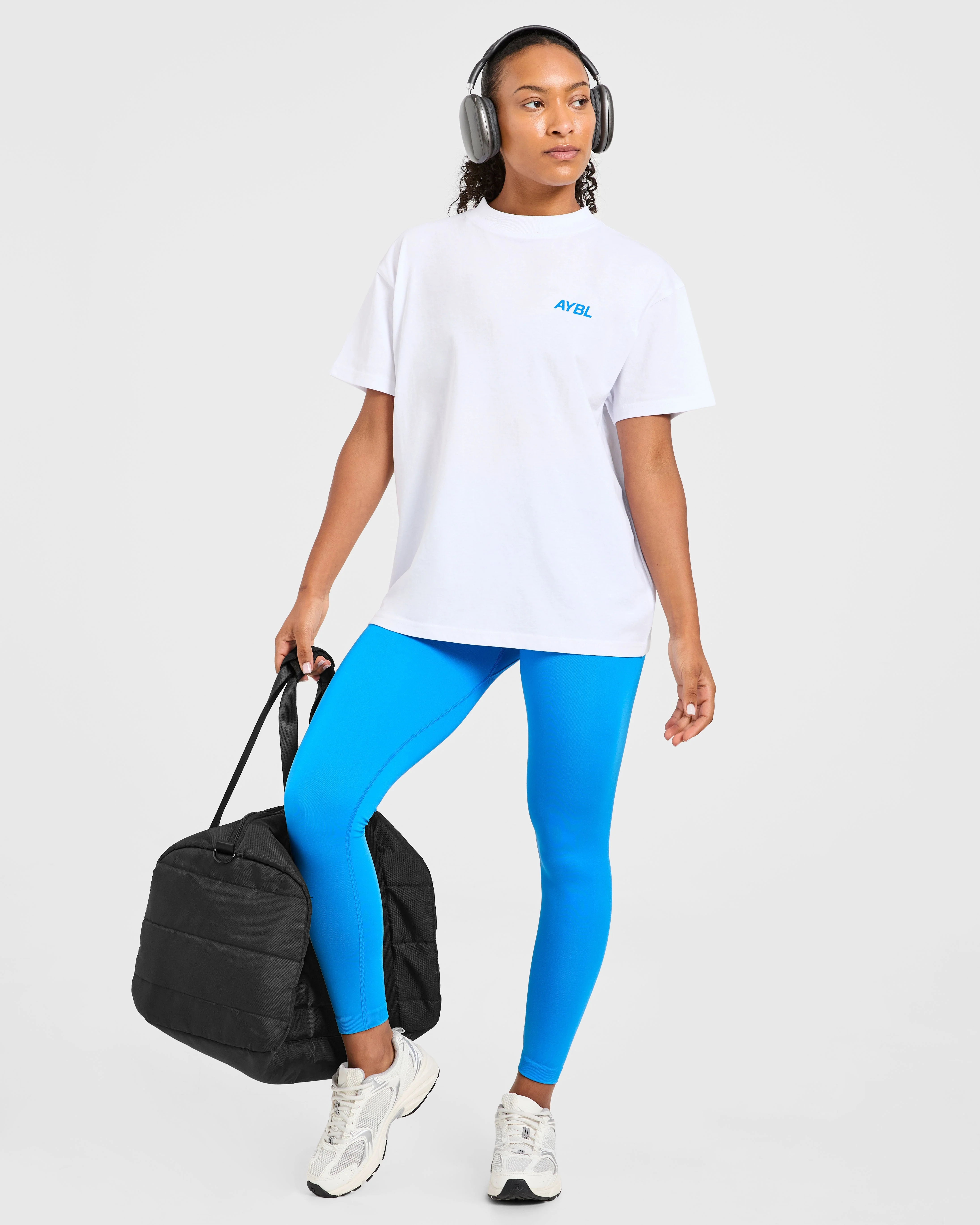 AYBL Sports Club Oversized T Shirt - White/Cobalt - Image 7