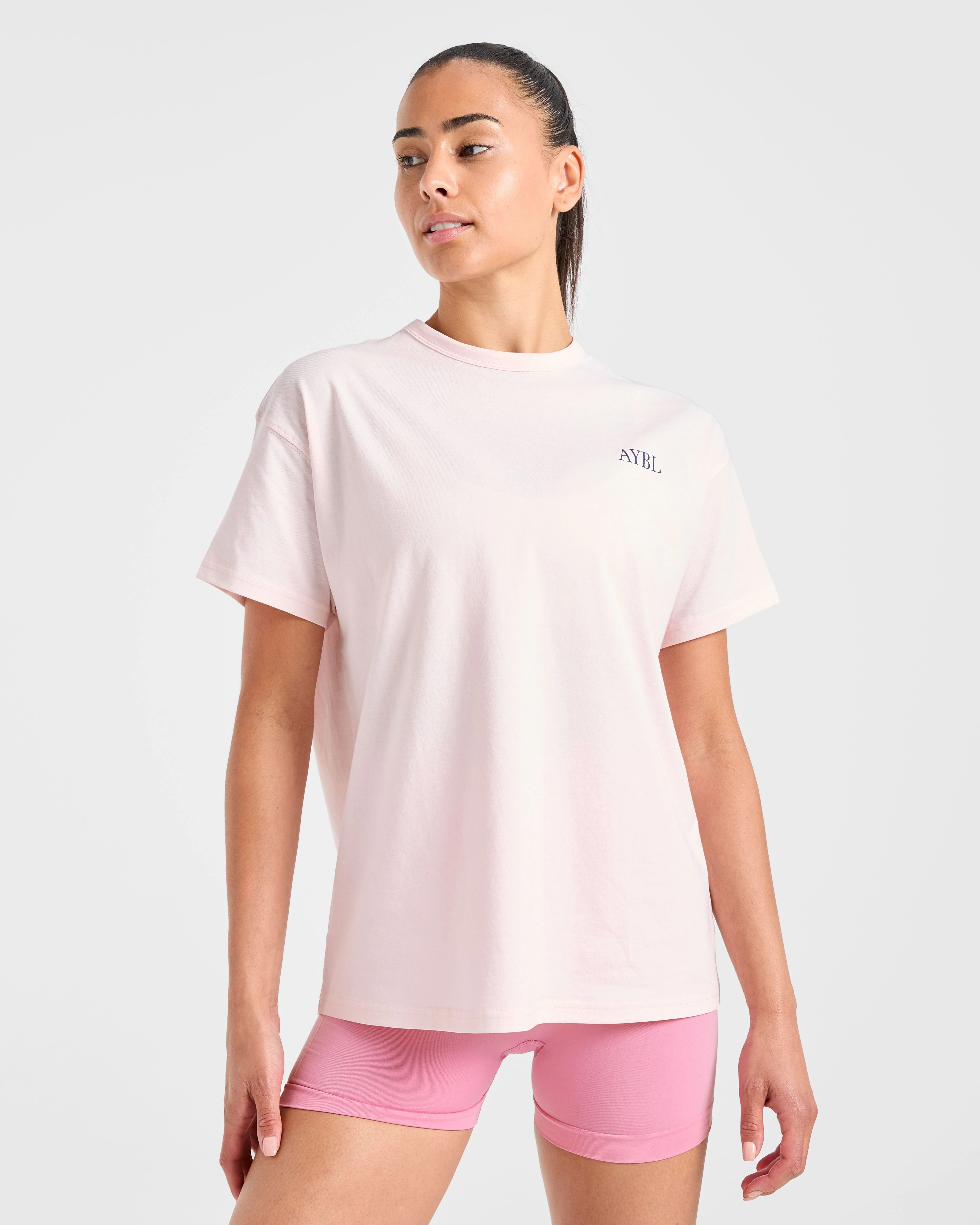 AYBL Sports Club Script Oversized T Shirt - Pink - Image 2