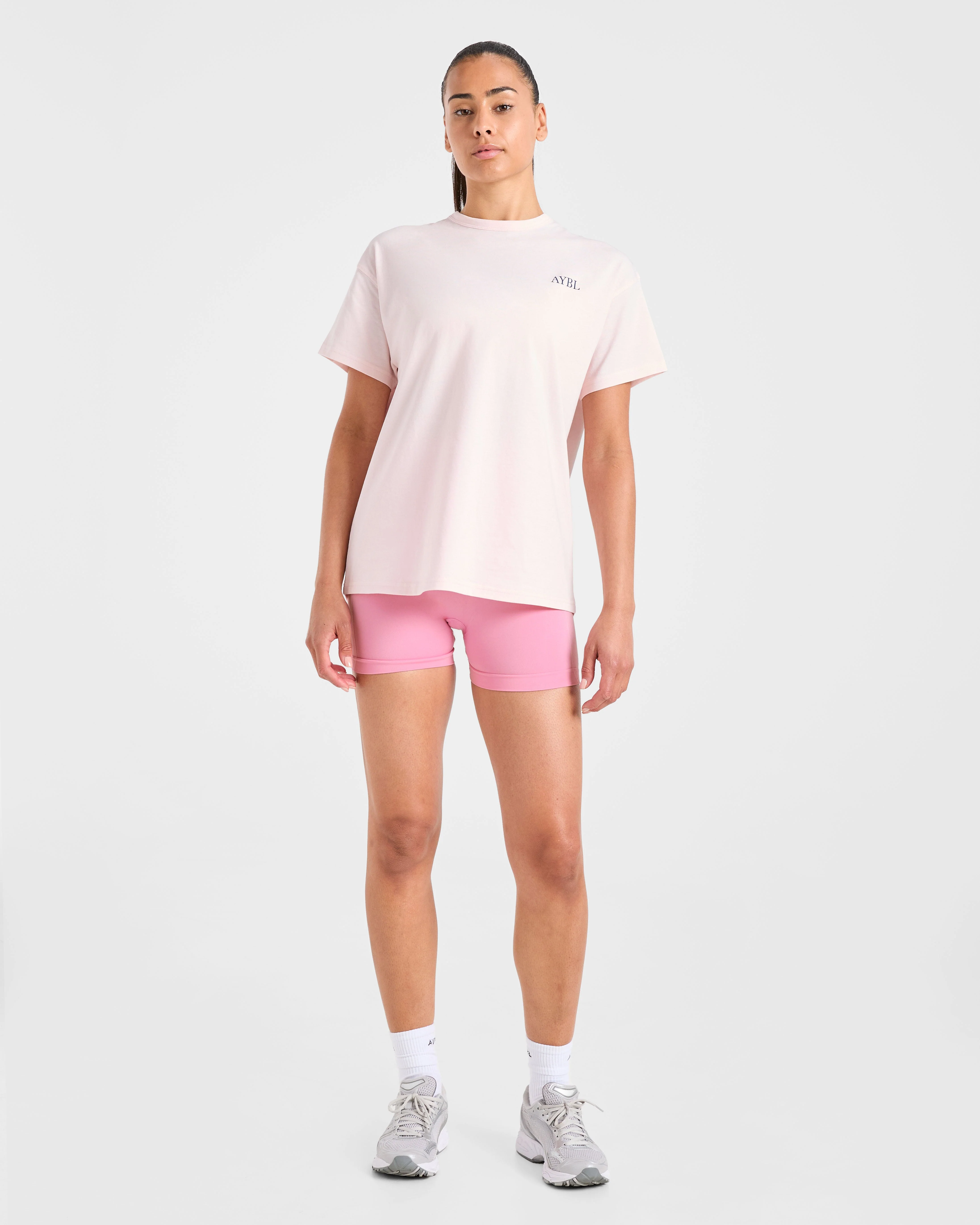 AYBL Sports Club Script Oversized T Shirt - Pink - Image 3