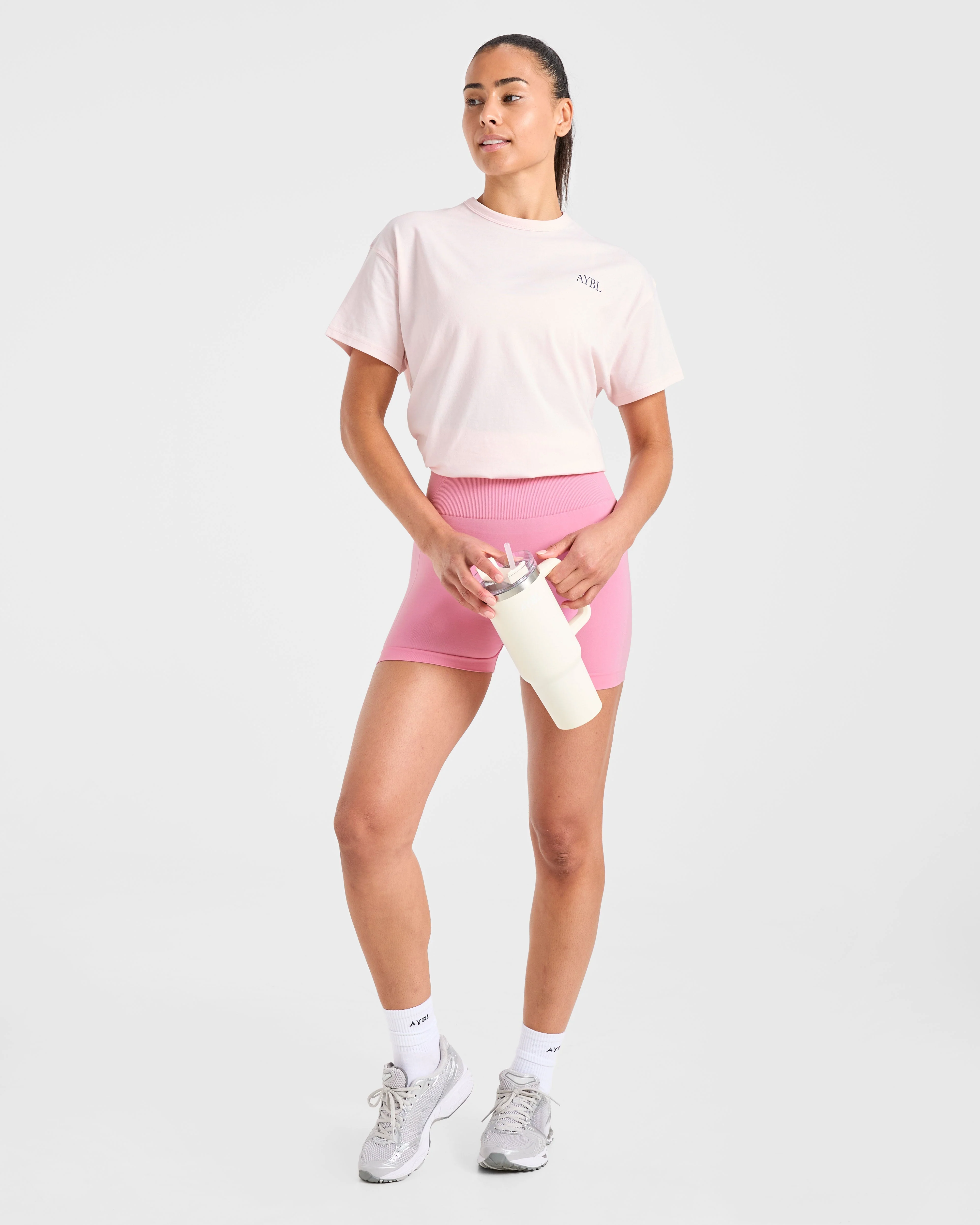 AYBL Sports Club Script Oversized T Shirt - Pink - Image 7