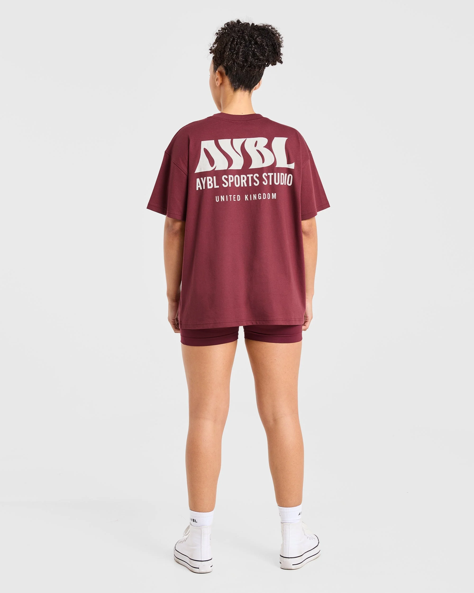 AYBL Sports Studio Oversized T Shirt - Burgundy - Image 3