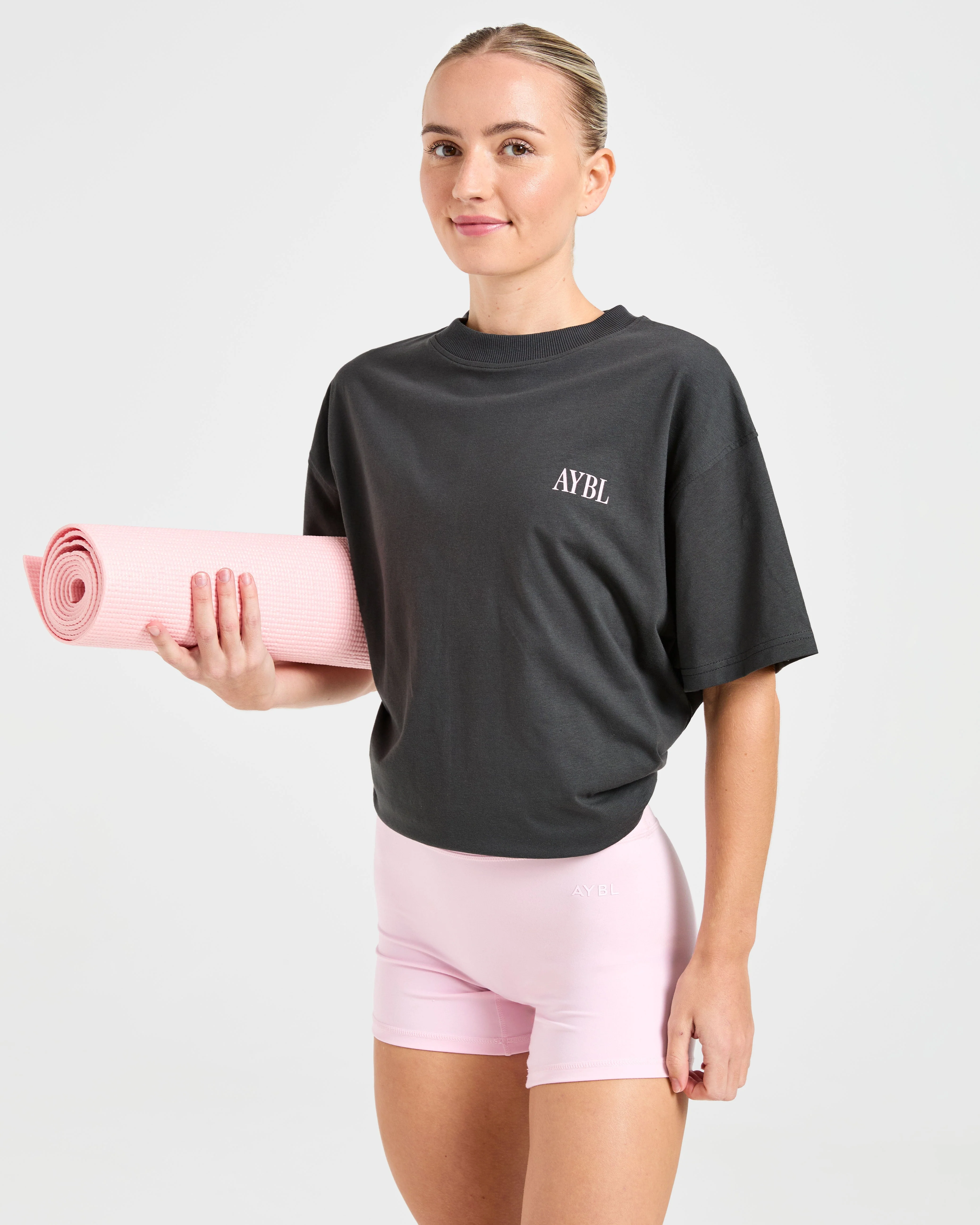 AYBL Strength Studio Oversized T Shirt - Charcoal/Pink - Image 7