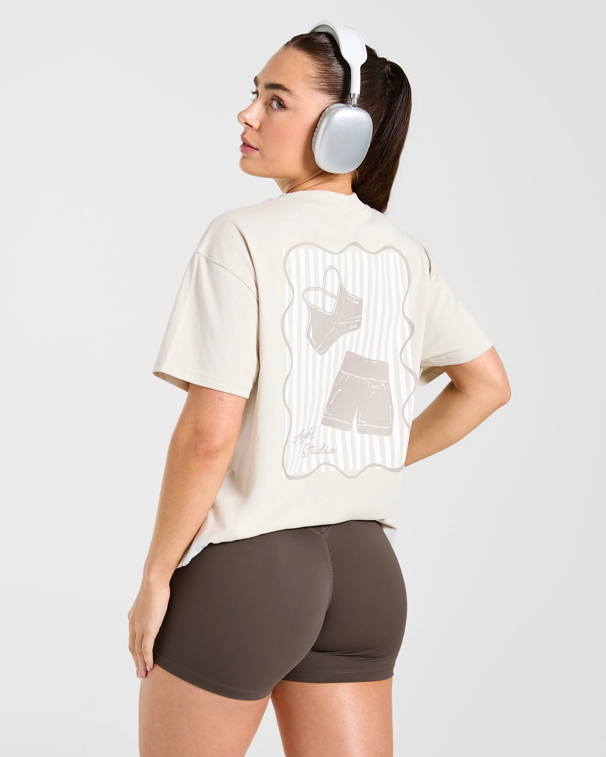 AYBL Studio Oversized T Shirt - Taupe Beige - Image 8