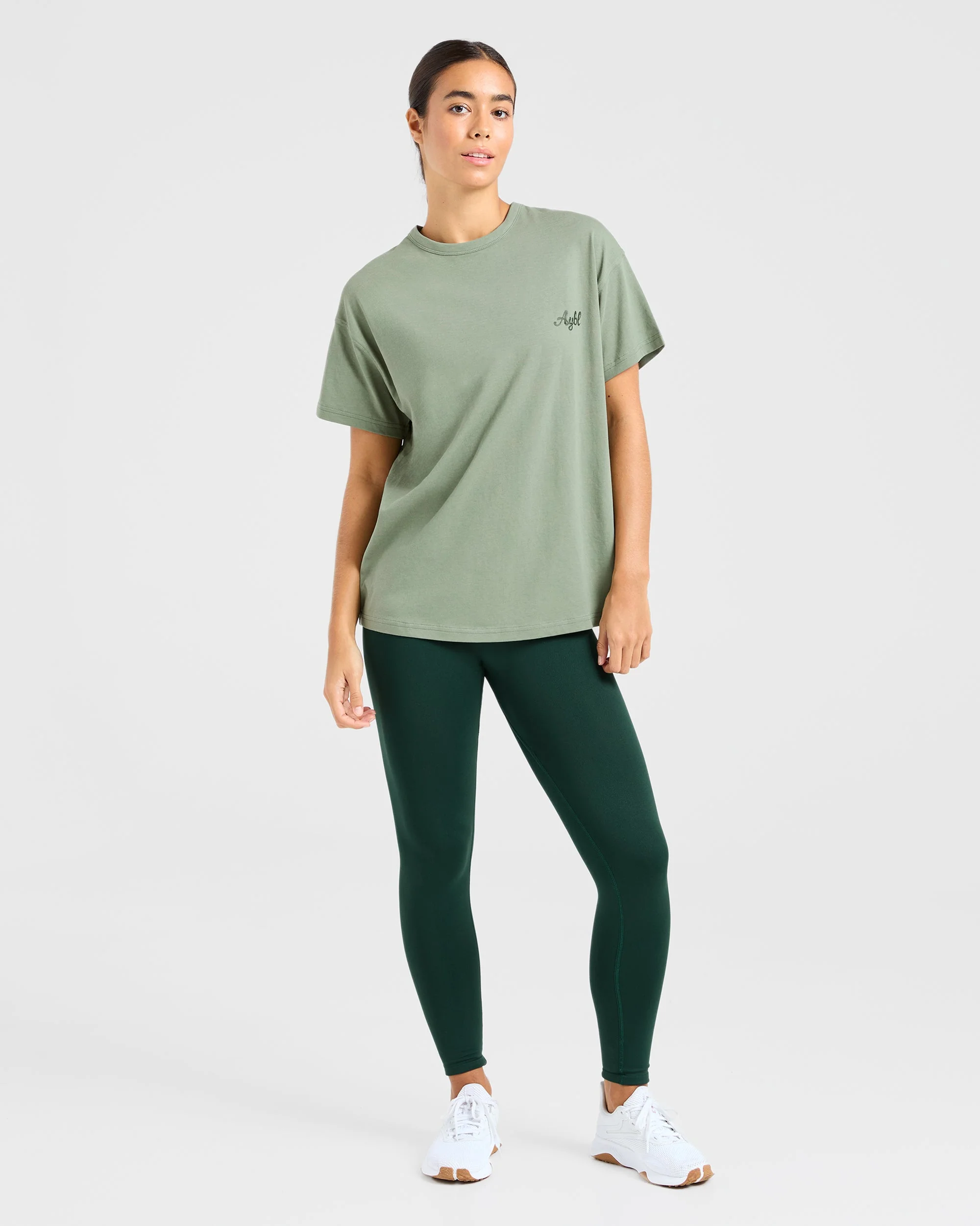 Body Achieve Mind Believe Oversized T Shirt - Green - Image 4