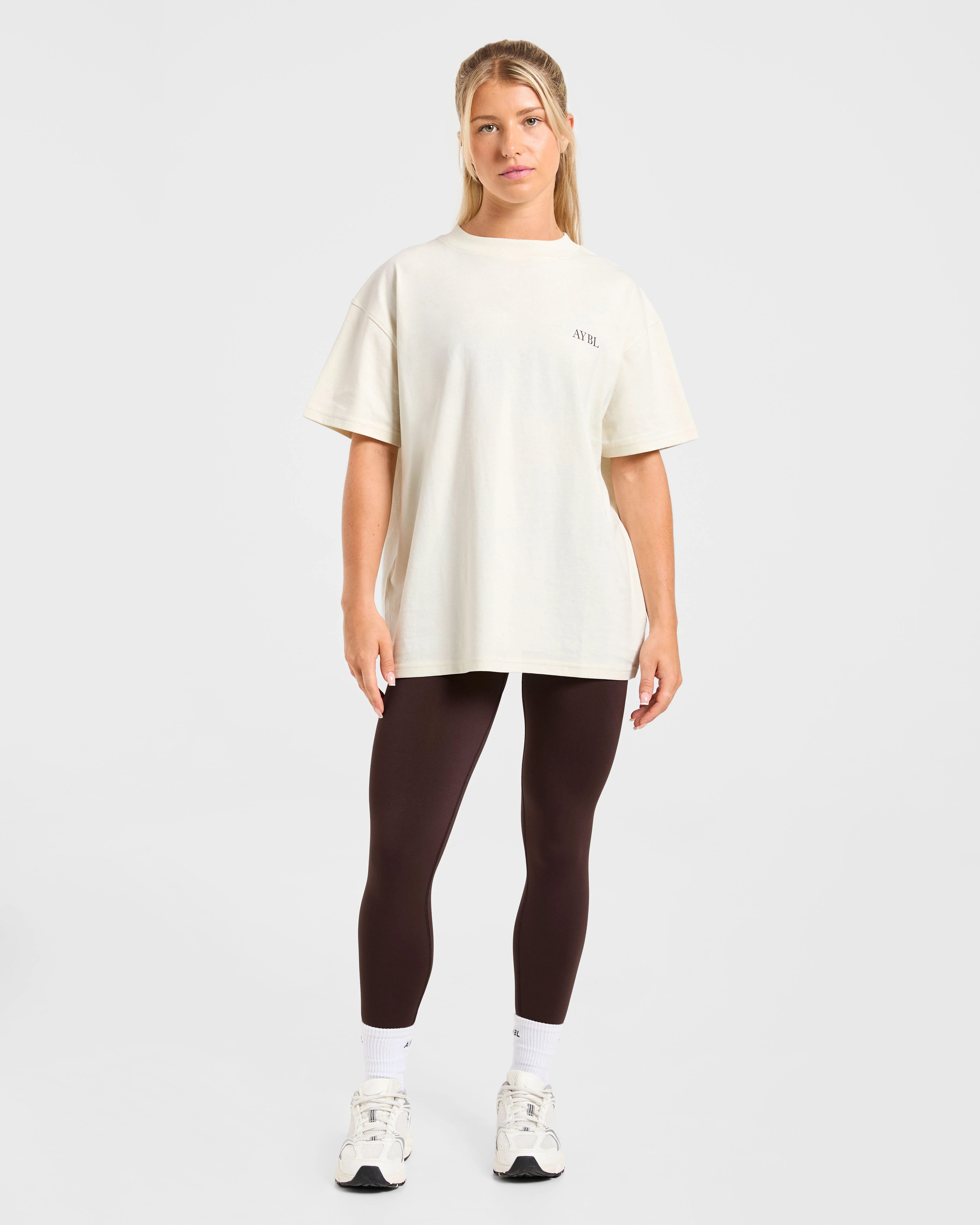 Body, Mind, You Oversized T Shirt - Beige/Brown - Image 3