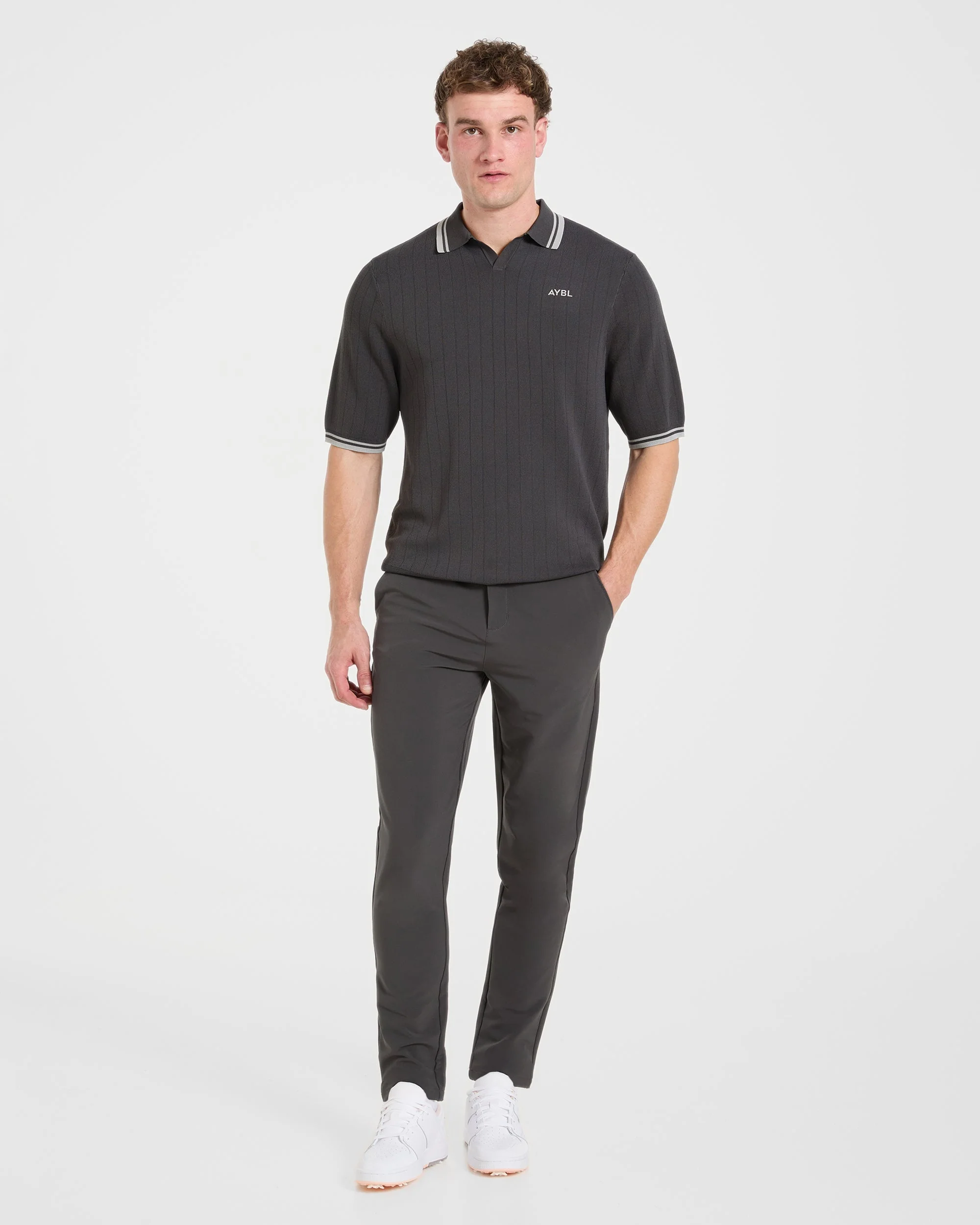 Classic Knitted Polo - Charcoal - Image 3