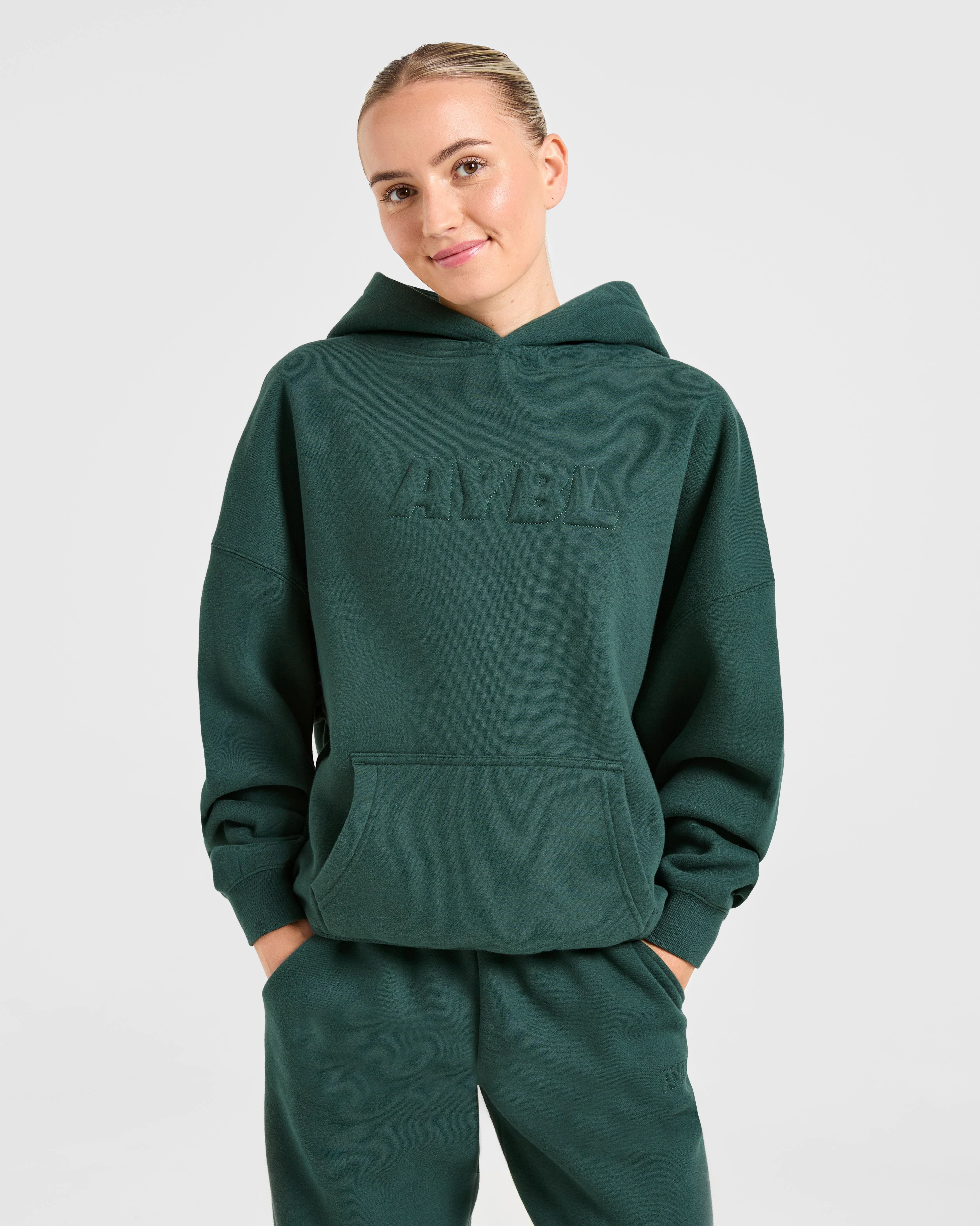 Classic Plush Oversized Hoodie - Pine Green