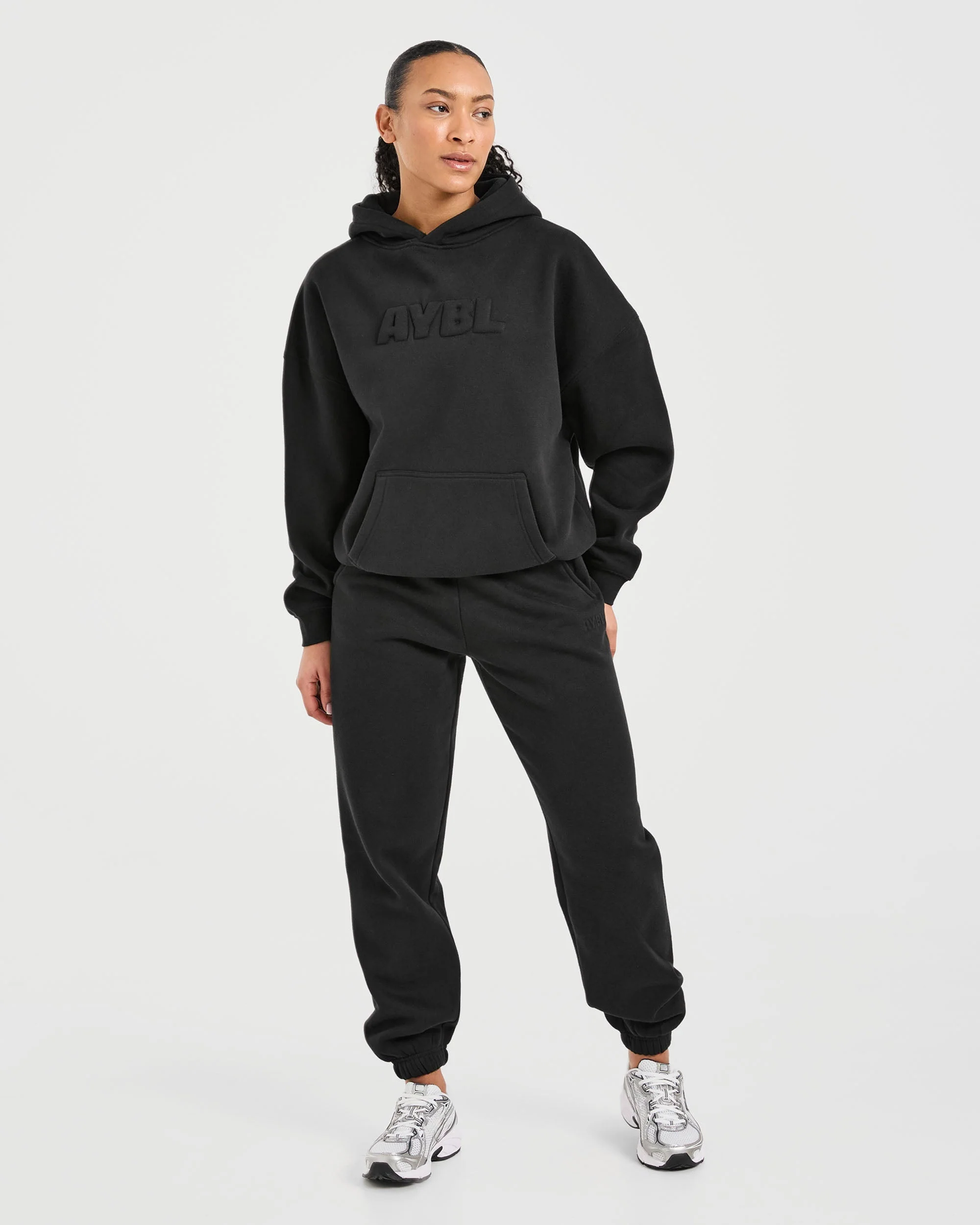 Classic Plush Oversized Joggers - Black - Image 3