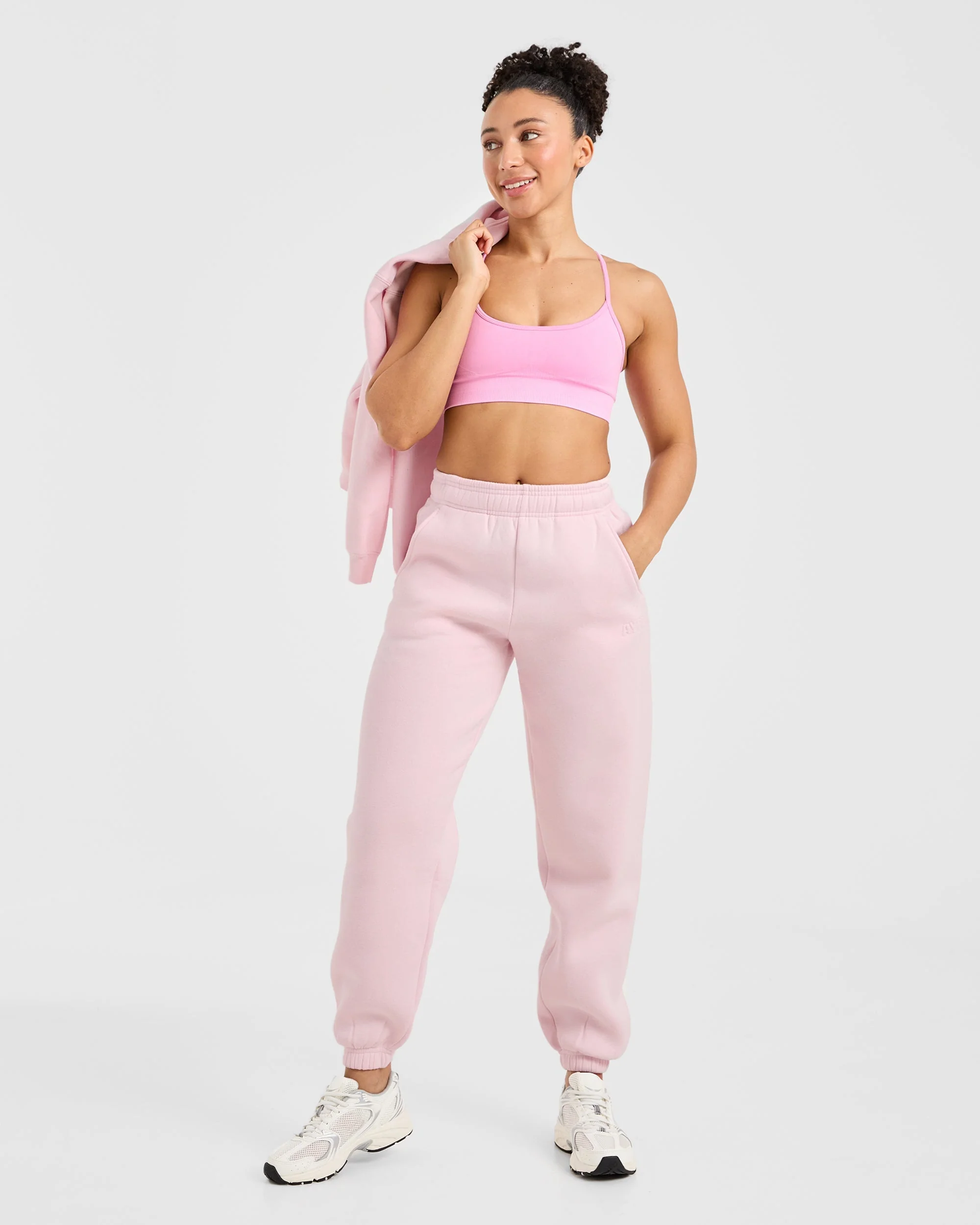 Classic Plush Oversized Joggers - Pastel Pink - Image 7