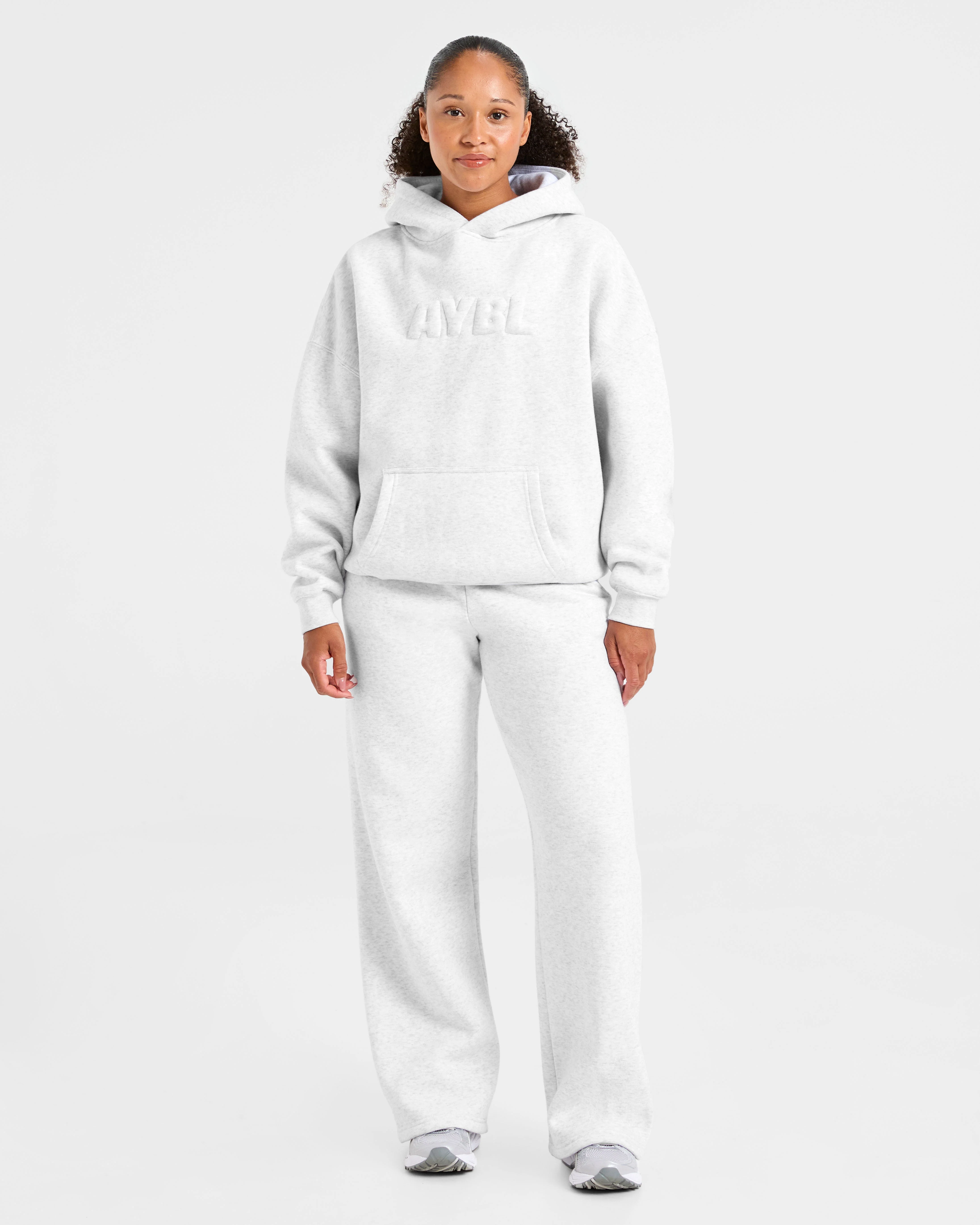 Classic Plush Oversized Straight Leg Joggers - Heather Grey - Image 3
