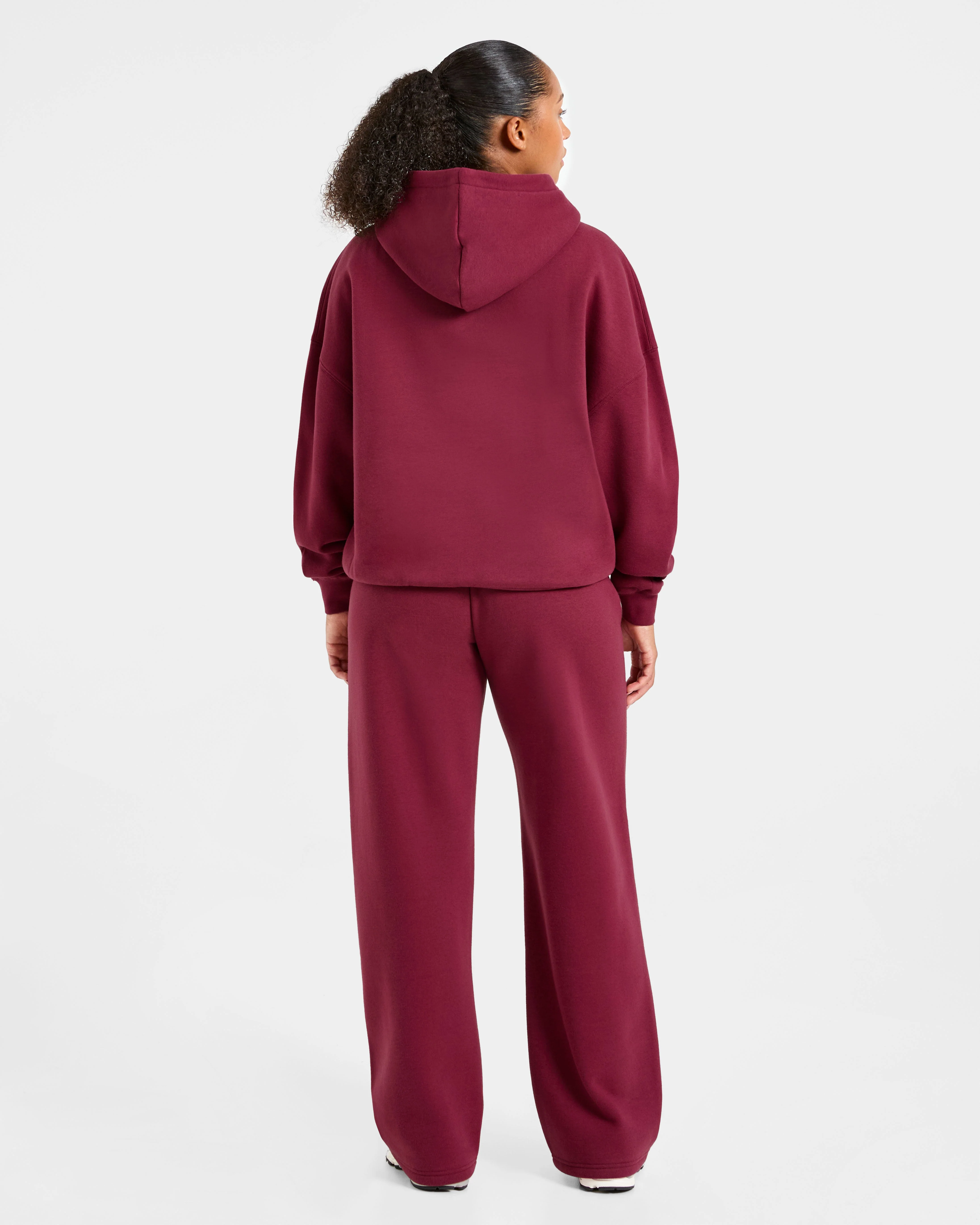 Classic Plush Oversized Straight Leg Joggers - Muted Raspberry - Image 4